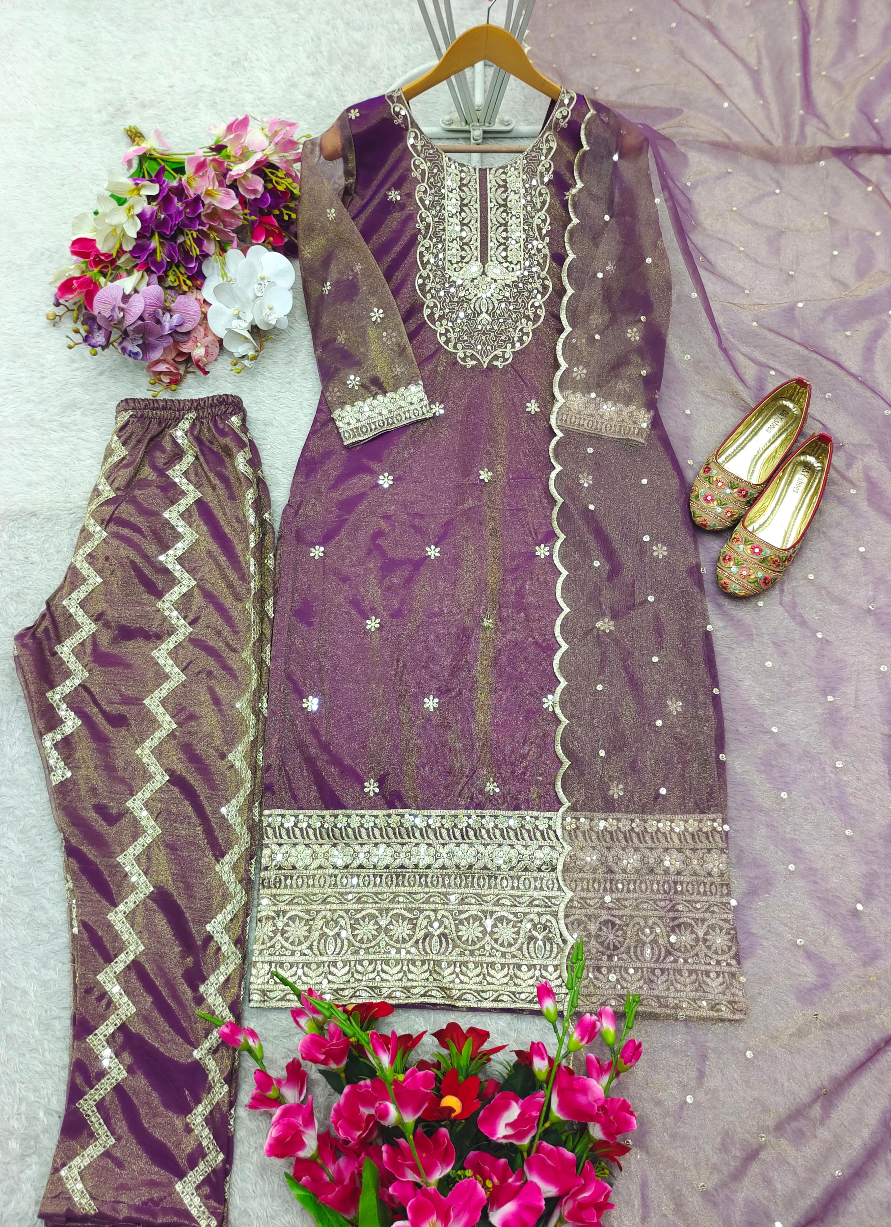 Maverick Fusion Twin-Tisyu Net Top Pant Dupatta Set