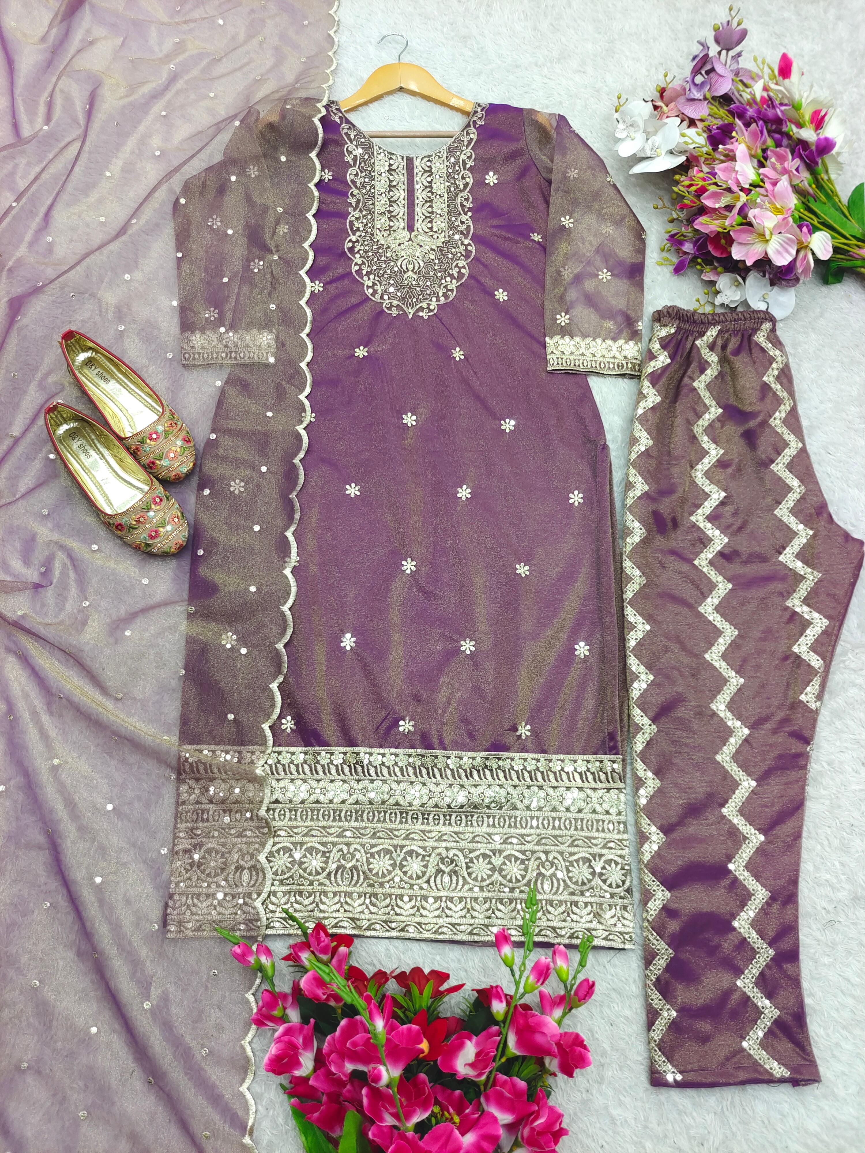 Maverick Fusion Twin-Tisyu Net Top Pant Dupatta Set