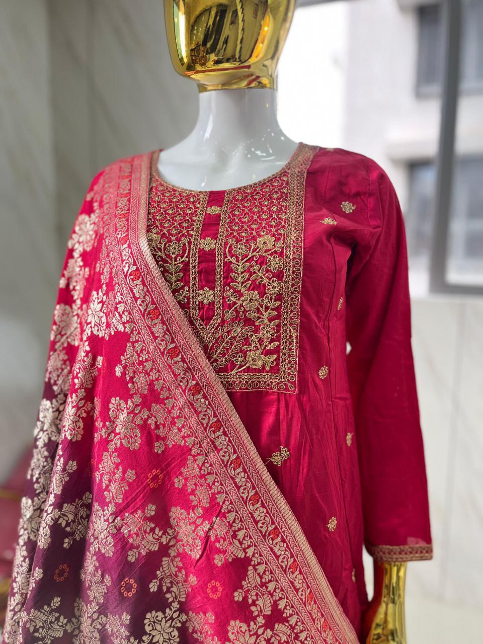 Maverick Fusion Anarkali Flared Kurti–Pant–Dupatta Set