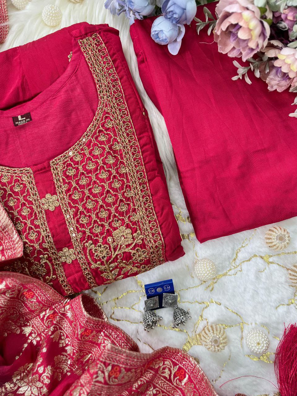 Maverick Fusion Anarkali Flared Kurti–Pant–Dupatta Set