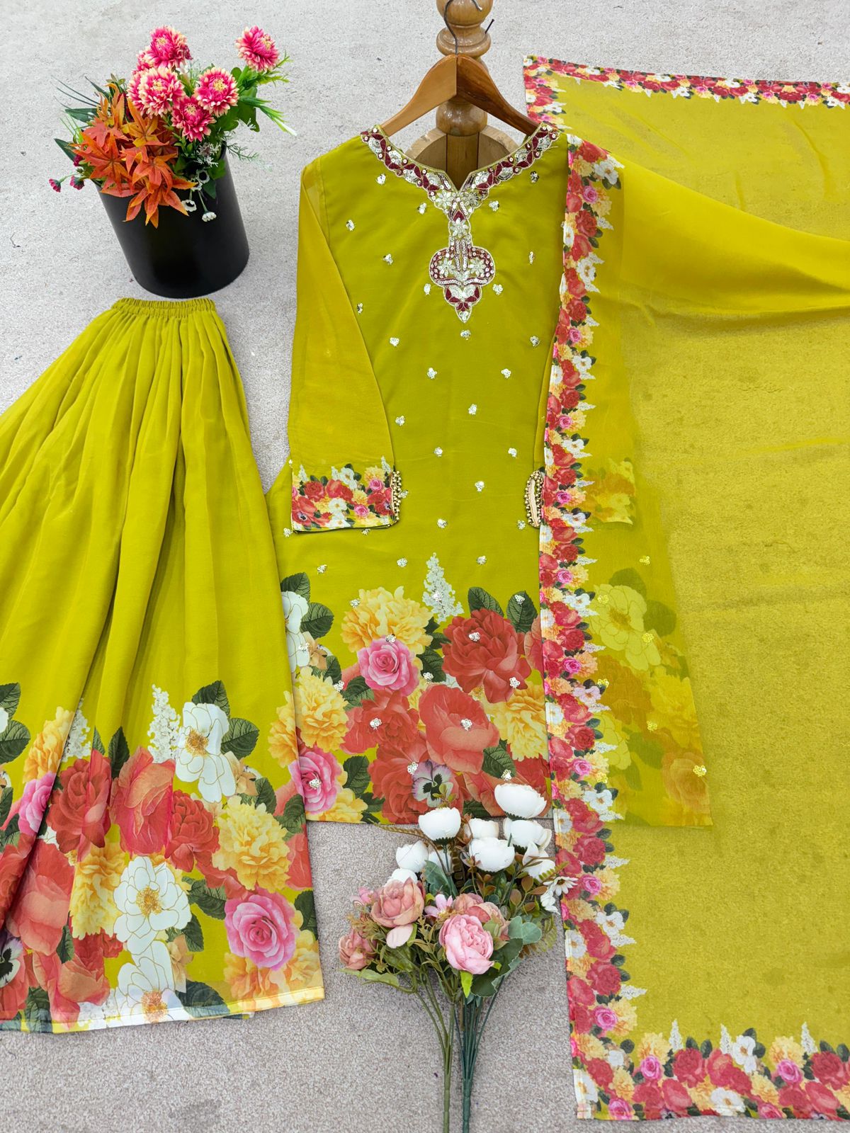 Maverick Fusion Top Plazzo Dupatta Set