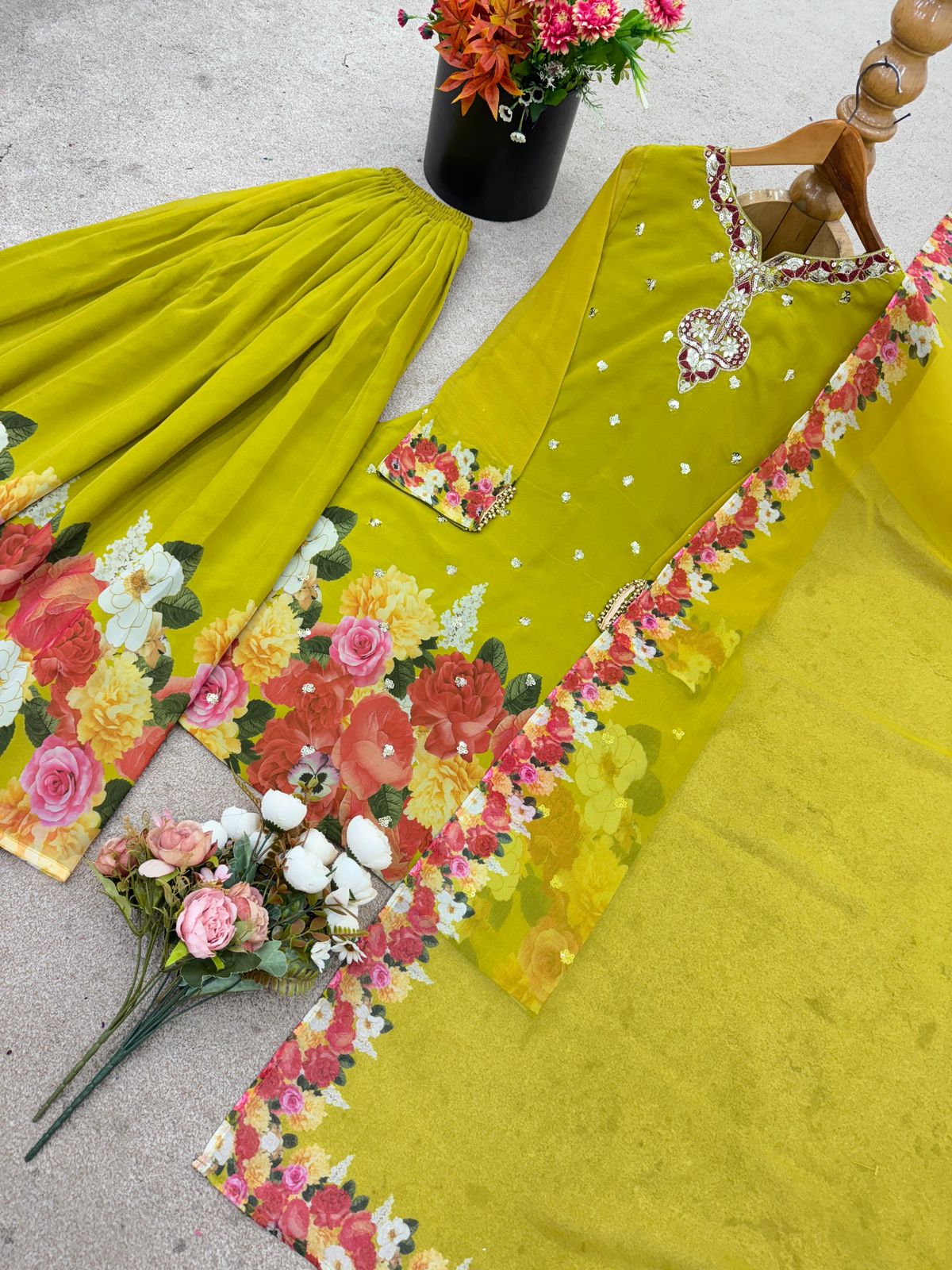 Maverick Fusion Top Plazzo Dupatta Set