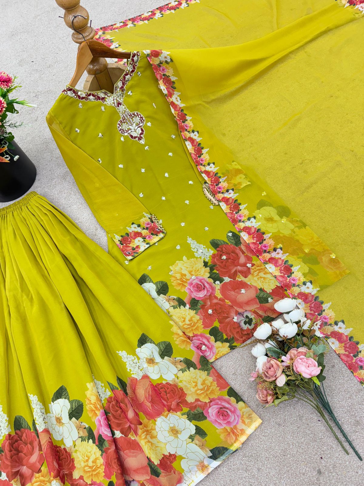 Maverick Fusion Top Plazzo Dupatta Set