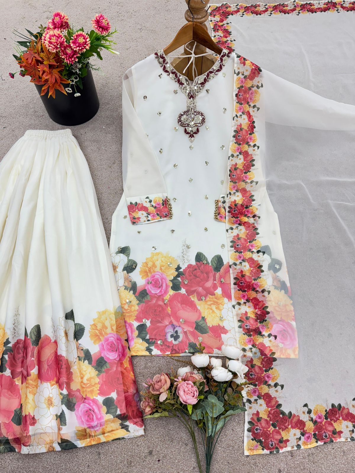 Maverick Fusion Top Plazzo Dupatta Set