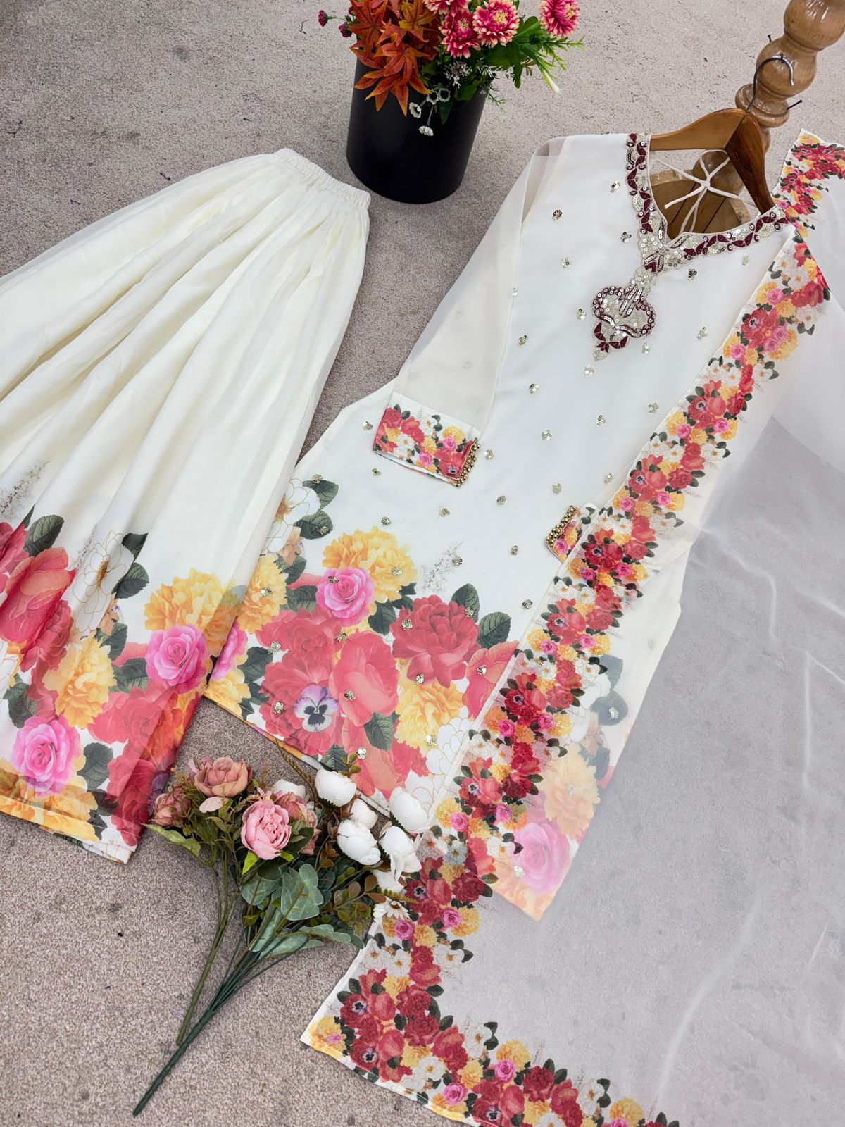 Maverick Fusion Top Plazzo Dupatta Set