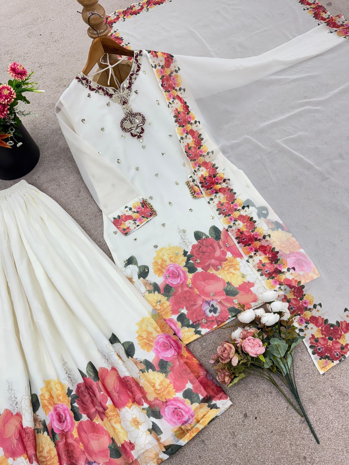 Maverick Fusion Top Plazzo Dupatta Set