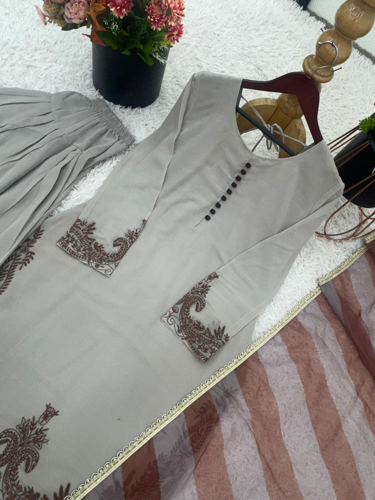 Maverick Fusion Fox Georgette Top Bottom Dupatta Set