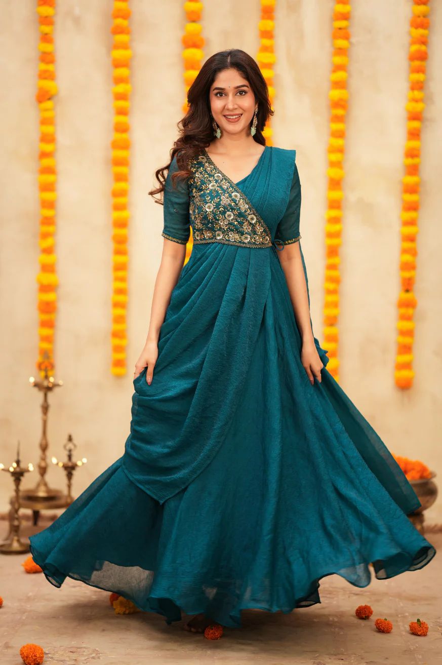 Maverick Fusion Pre-Draped Saree Anarkali