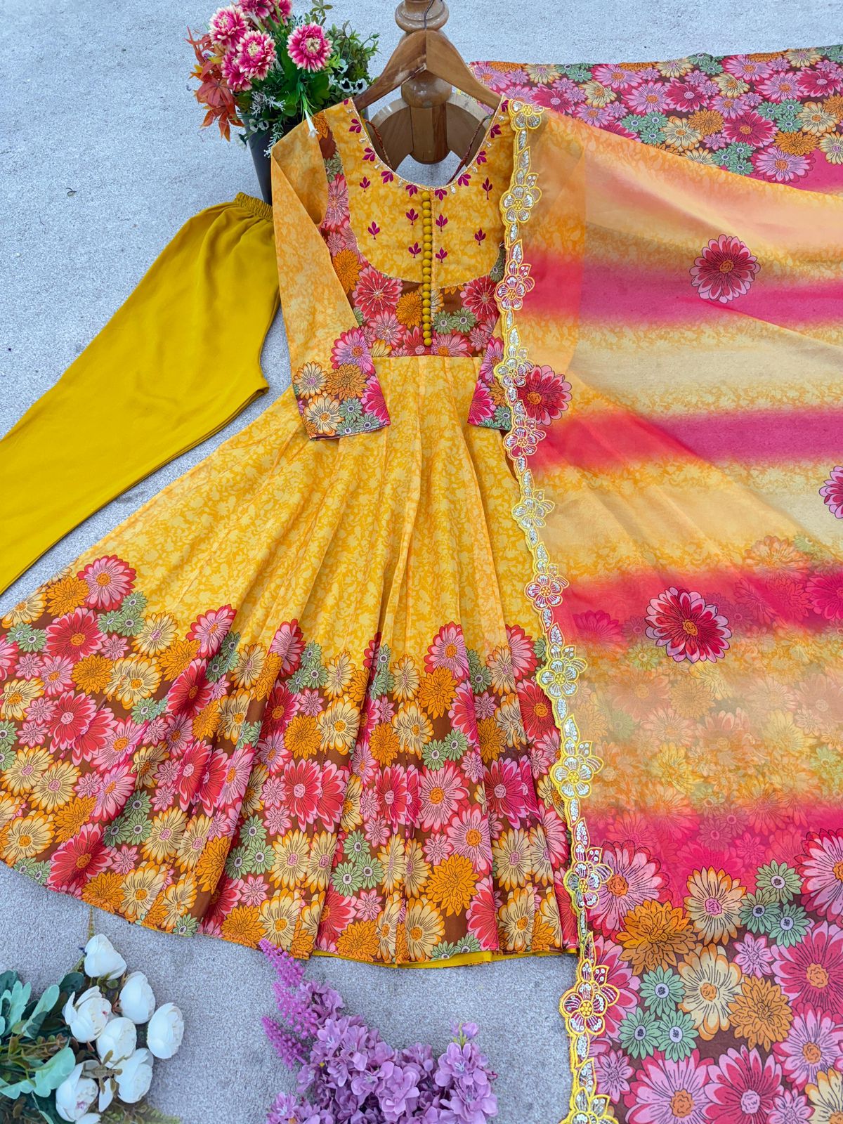 Maverick Fusion Embroidered Gown Set