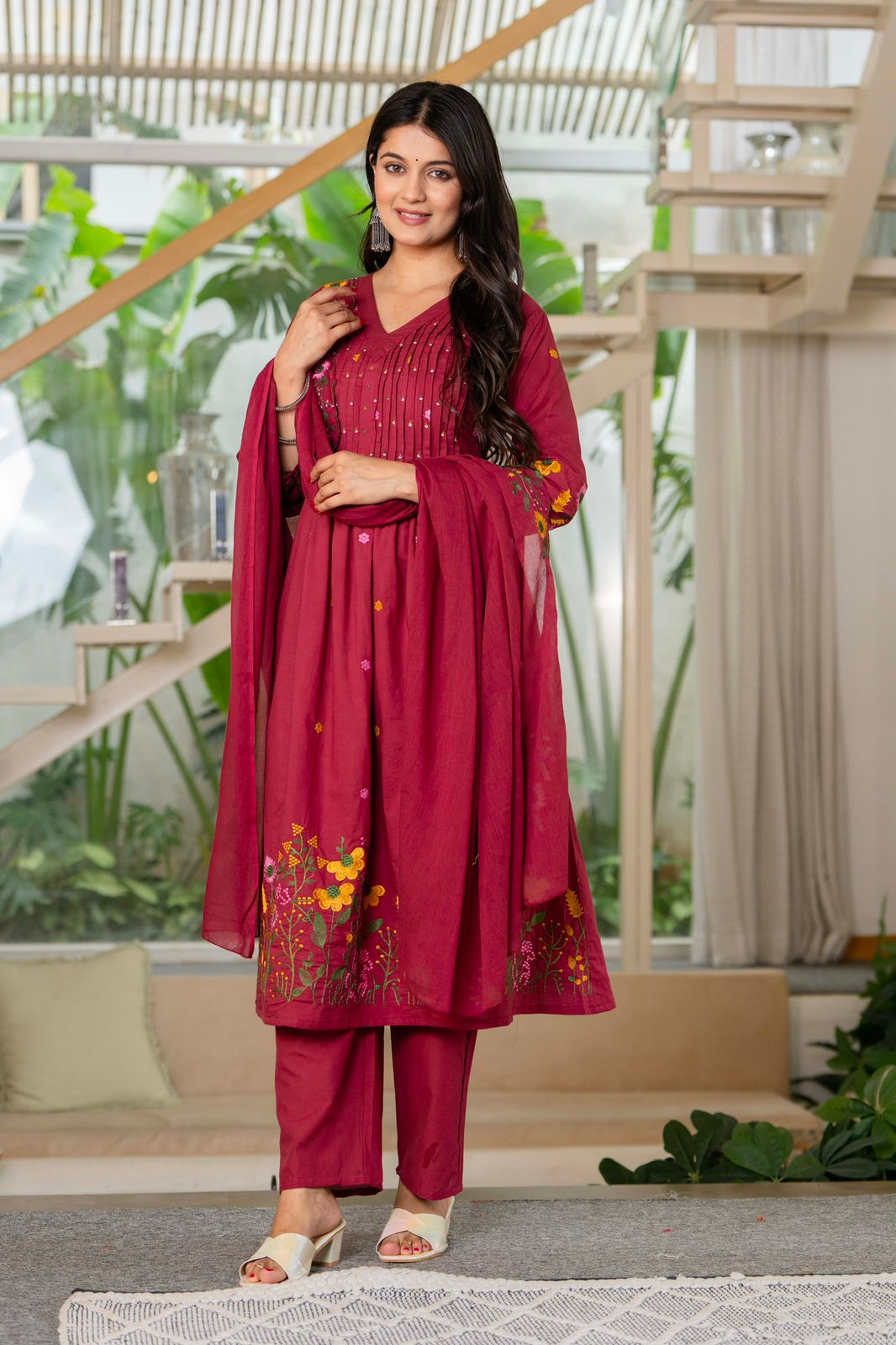 Maverick Fusion Embroidered Cotton Kurta Set
