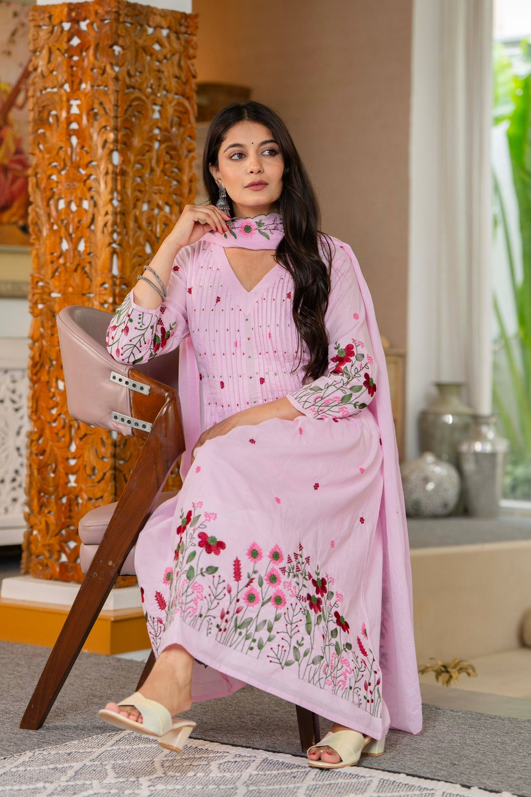 Maverick Fusion Embroidered Cotton Kurta Set