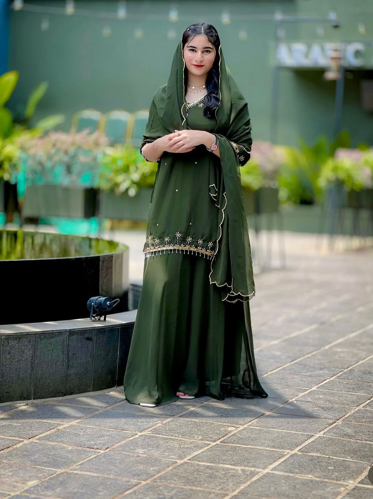 Fox Georgette Sharara Set - Heavy Embroidery Sequence Work with Dupatta