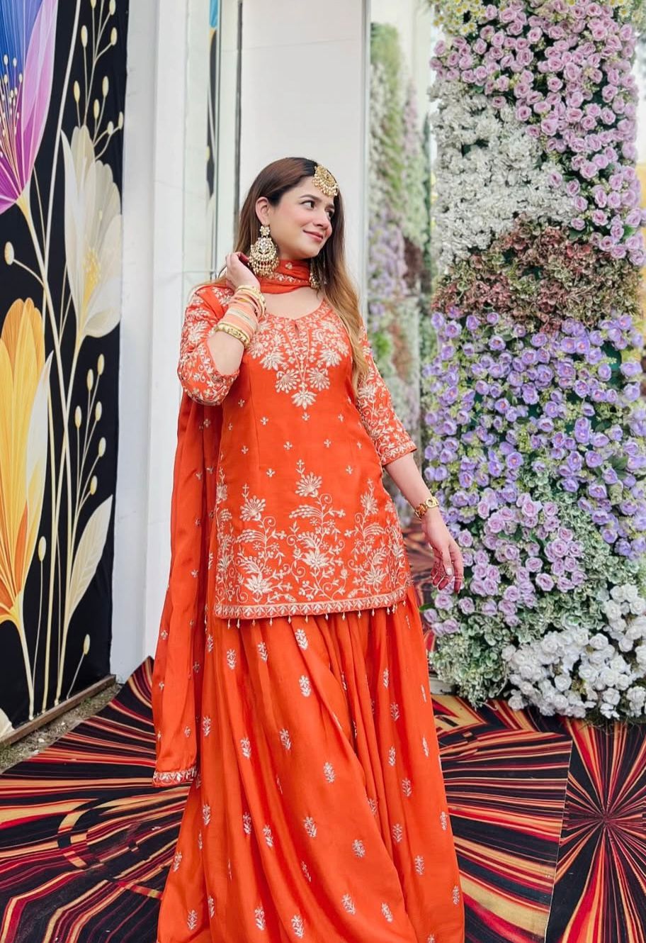 Heavy Embroidered Chinon Silk Outfit