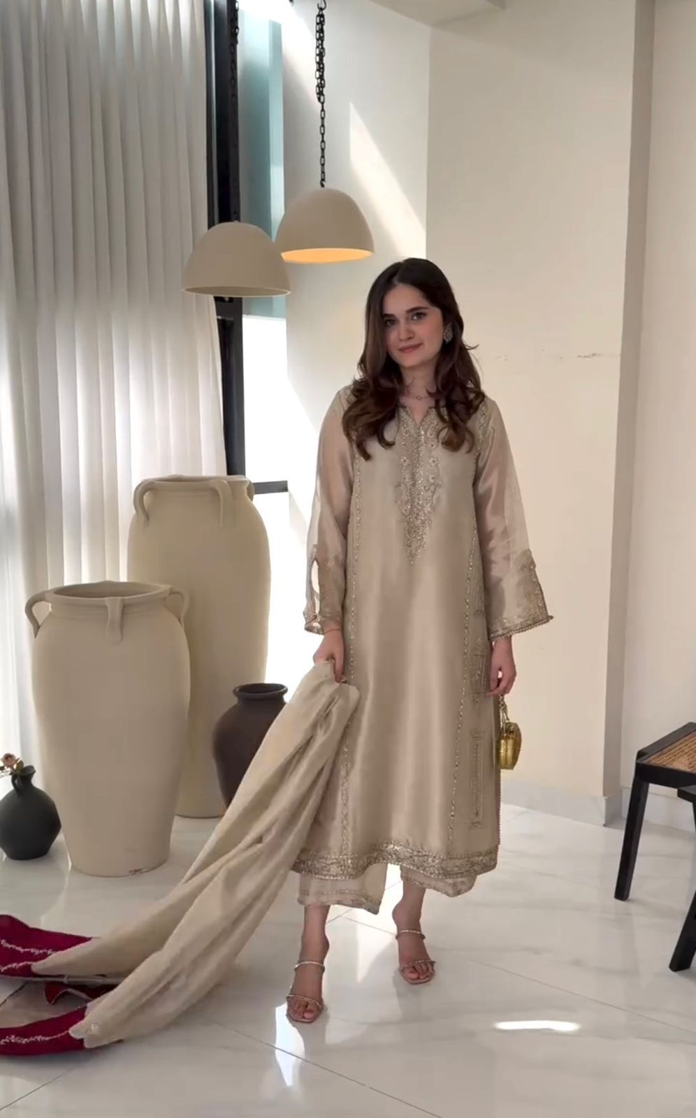 Designer Jimmy Choo Party Wear Top Palazzo & Dupatta Set
