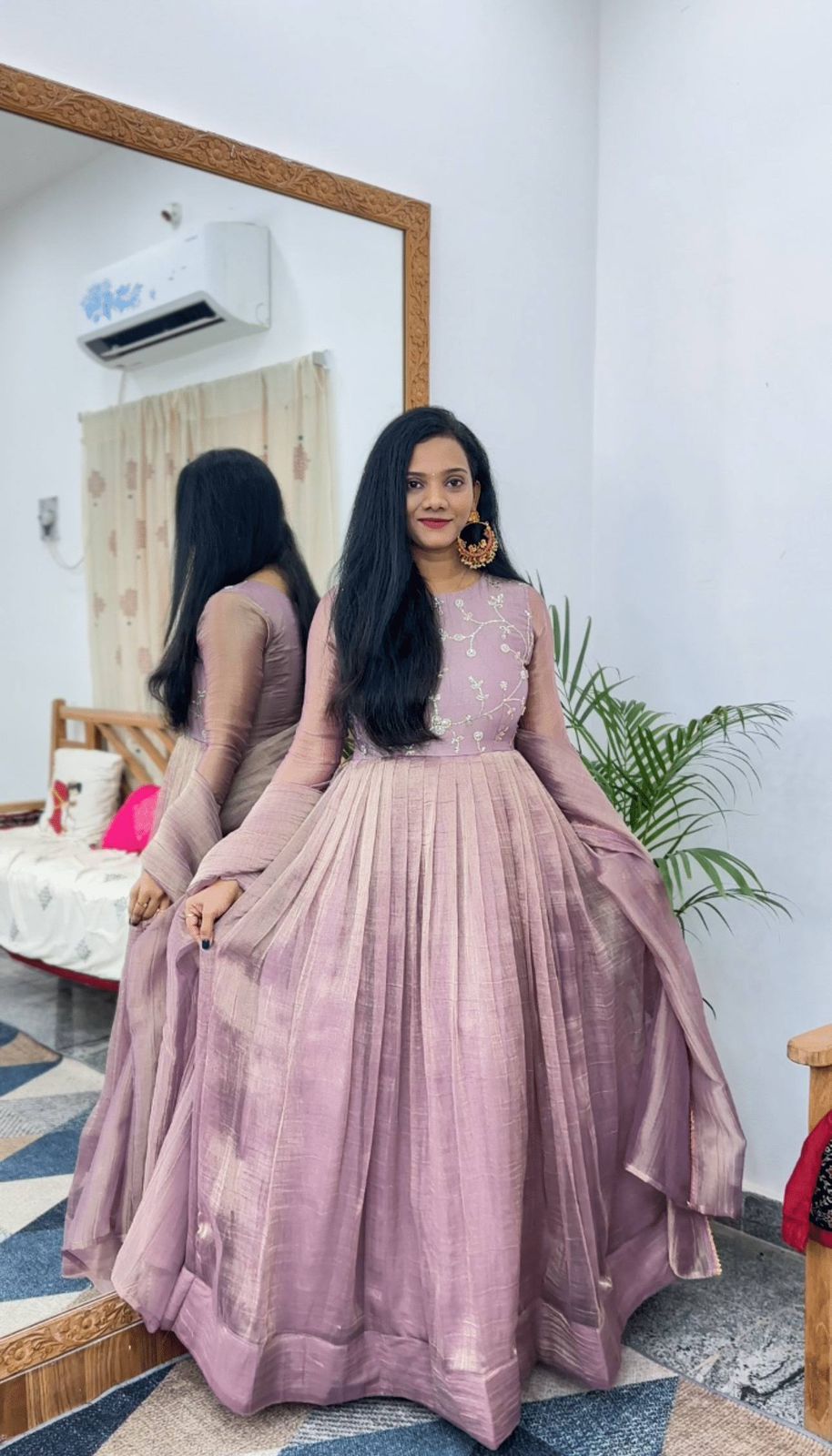 MIMISO Vichitra Silk Embroidered Anarkali Suit