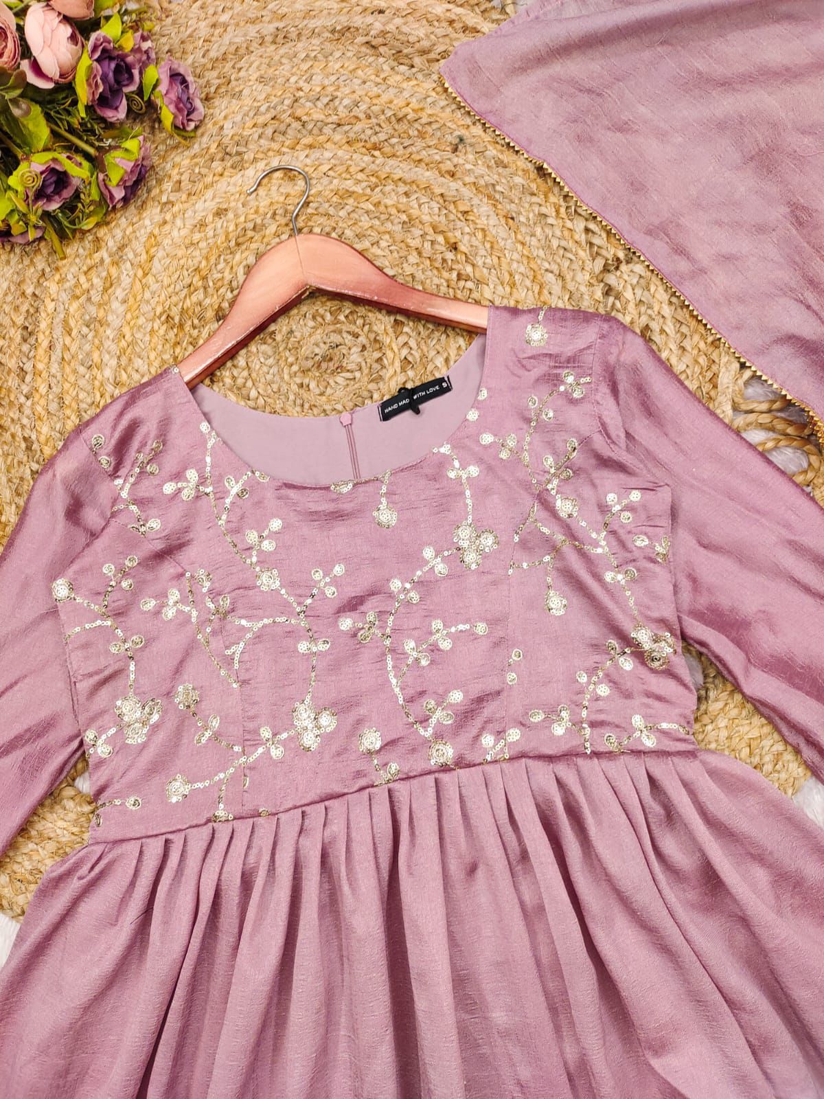 MIMISO Vichitra Silk Embroidered Anarkali Suit