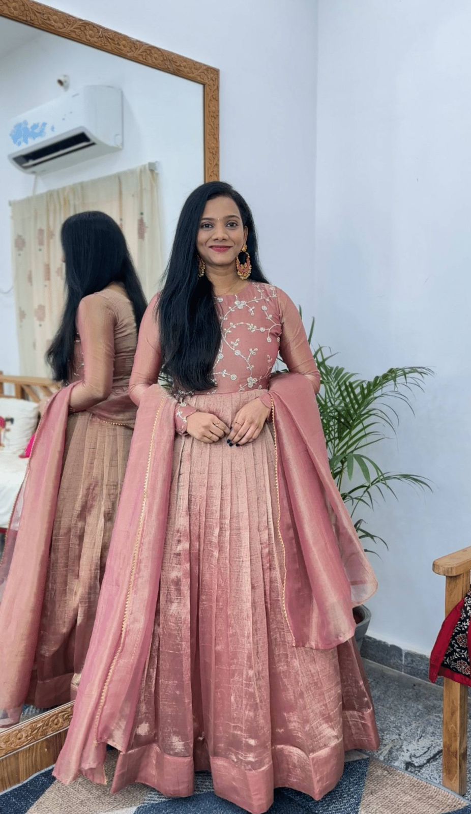 MIMISO Vichitra Silk Embroidered Anarkali Suit