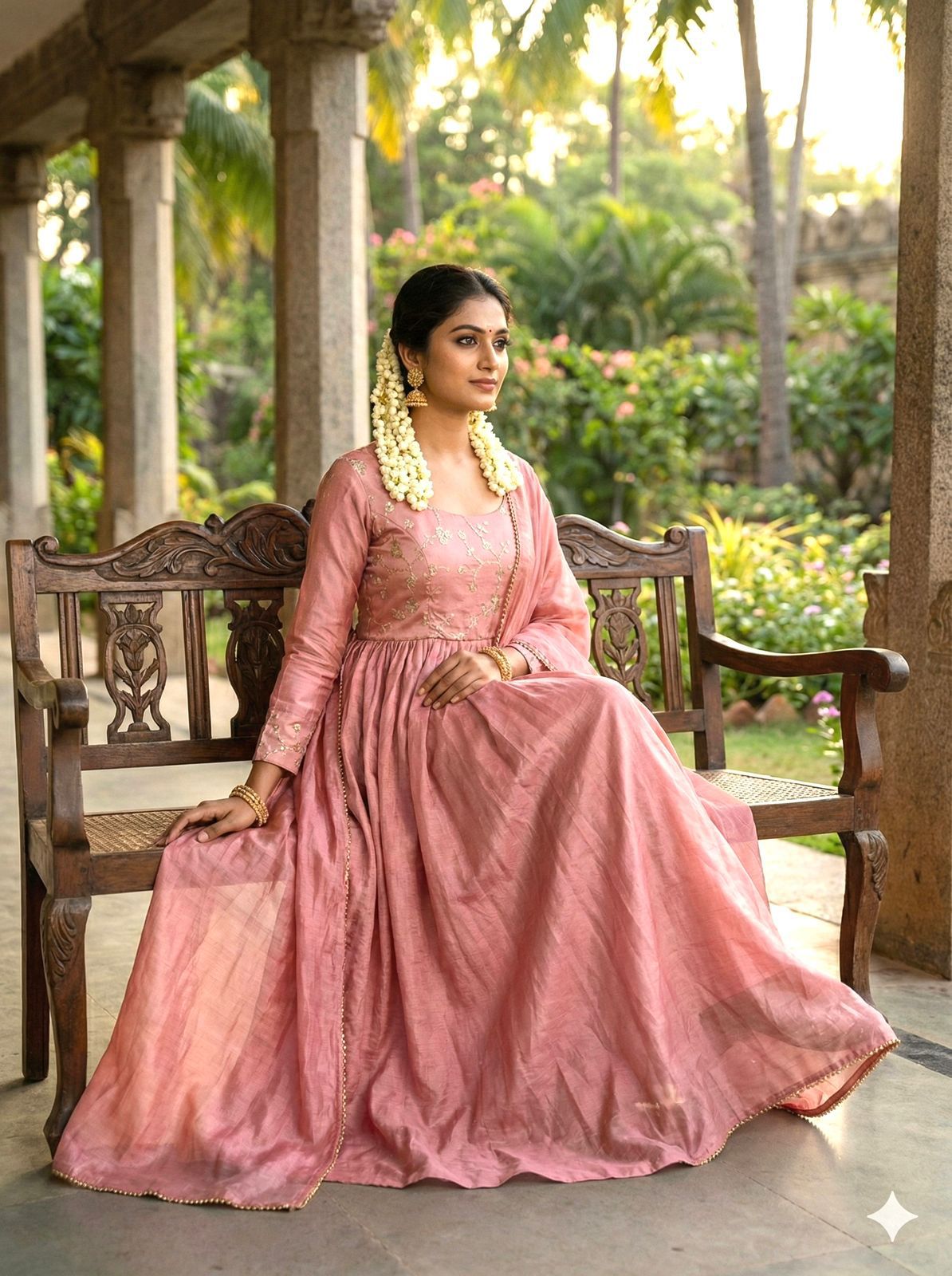 MIMISO Vichitra Silk Embroidered Anarkali Suit