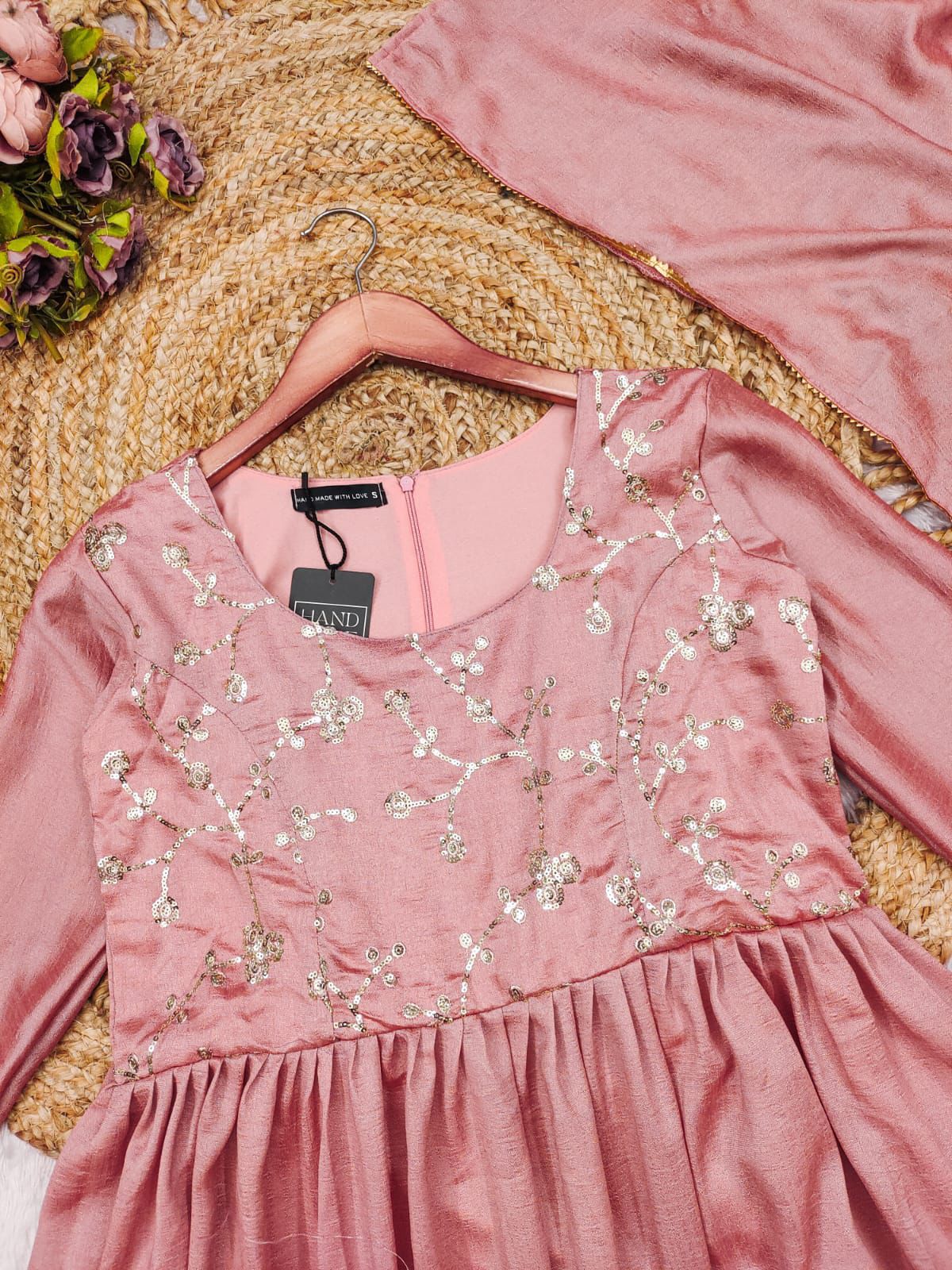 MIMISO Vichitra Silk Embroidered Anarkali Suit