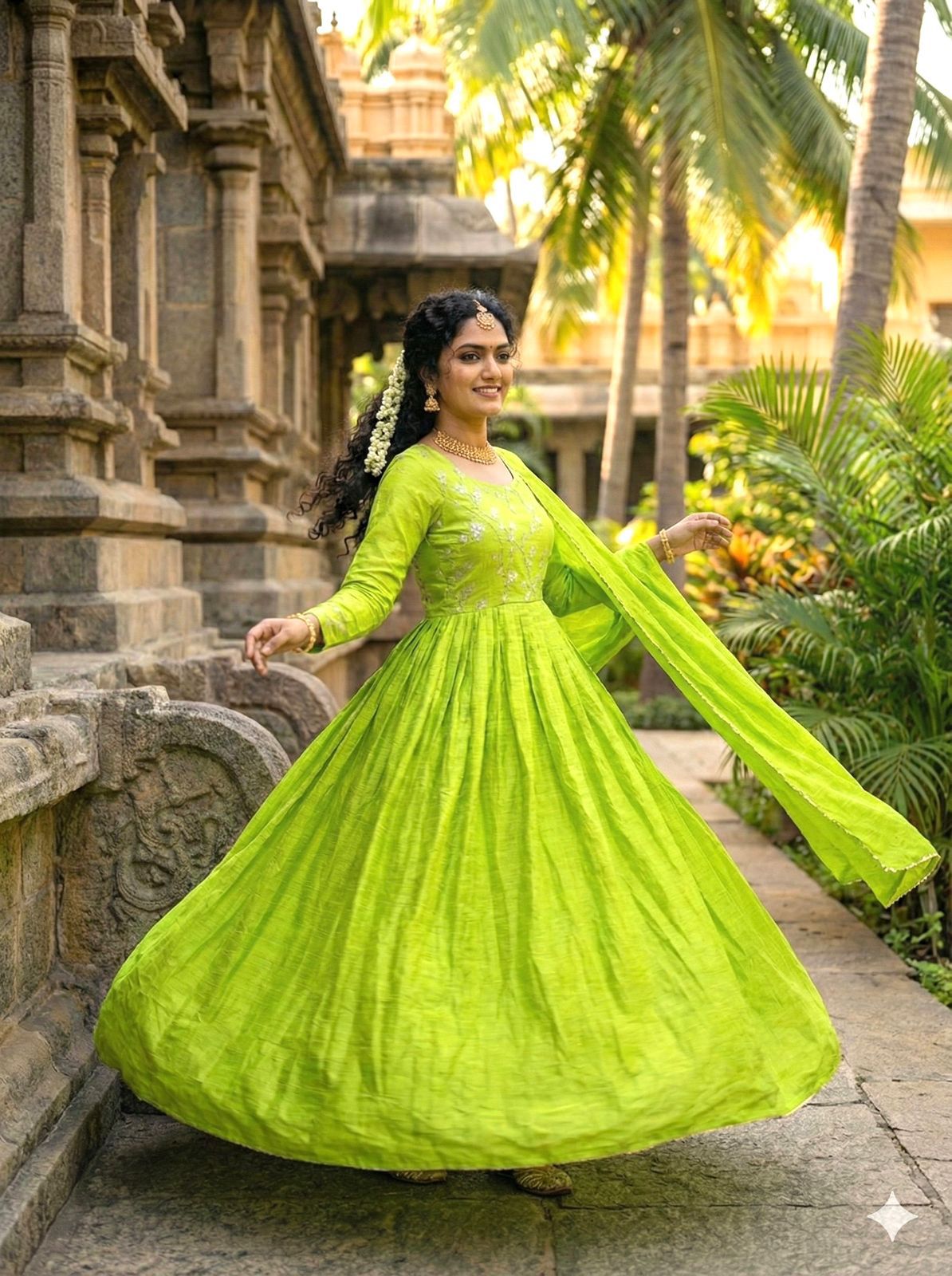 MIMISO Vichitra Silk Embroidered Anarkali Suit