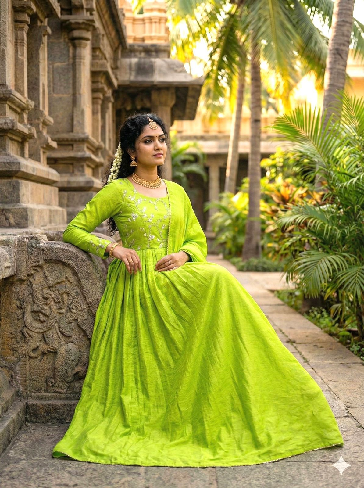 MIMISO Vichitra Silk Embroidered Anarkali Suit