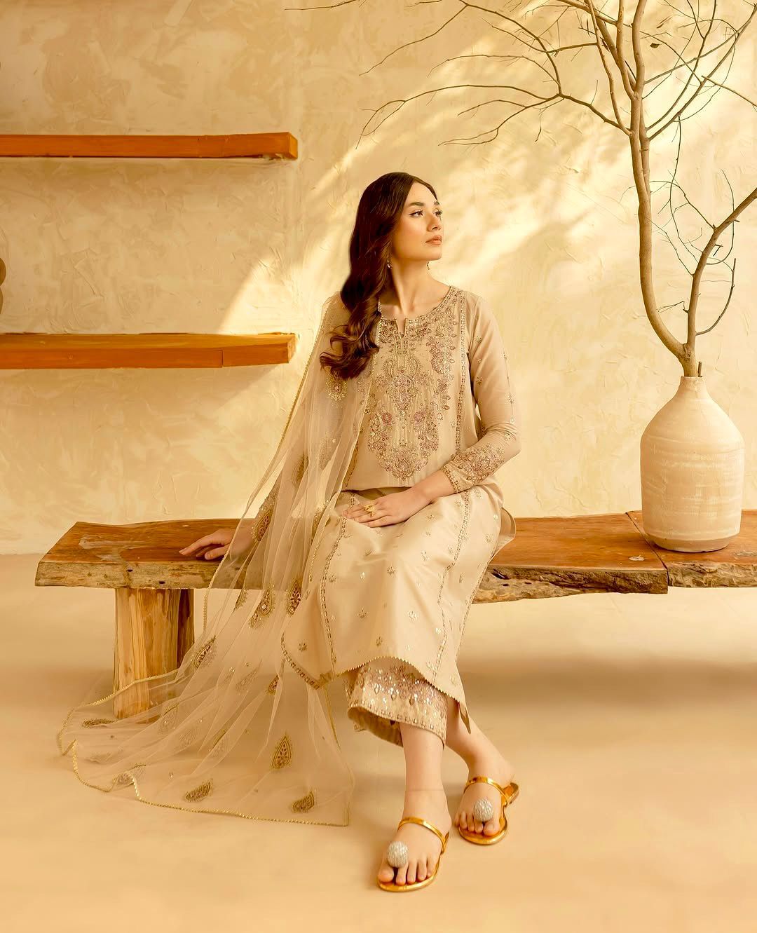 Designer Party Wear Heavy Roman Silk Embroidered Coord Set