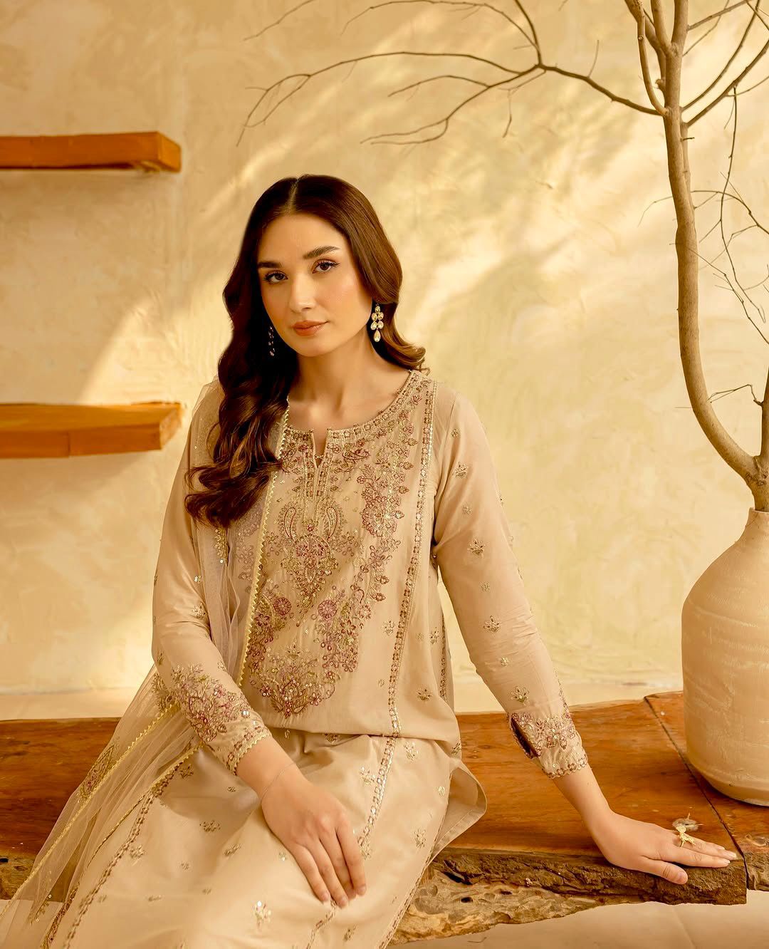 Designer Party Wear Heavy Roman Silk Embroidered Coord Set