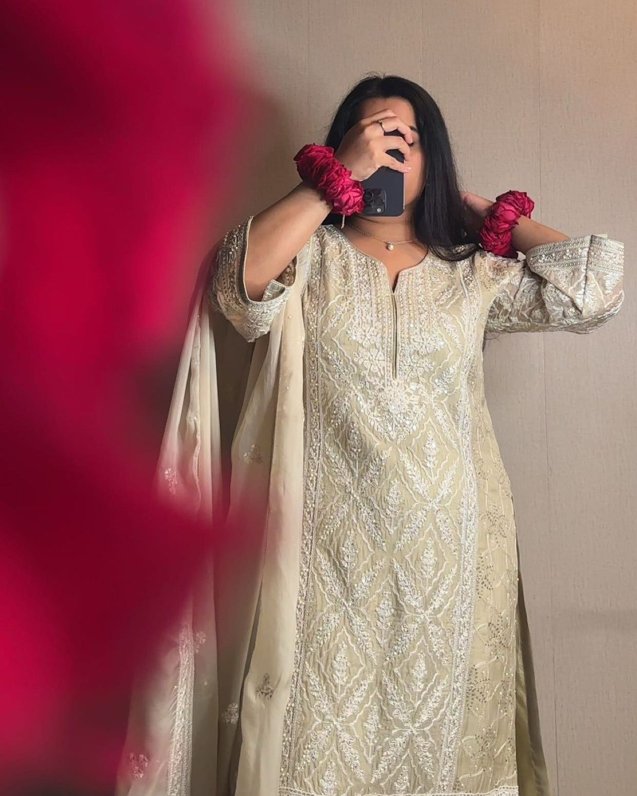 Designer Heavy Faux Georgette Embroidered Top Plazzo & Dupatta Set