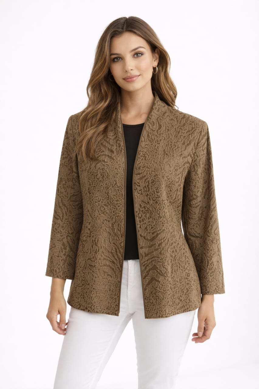 Taupe Embroidered Jacket - Size M