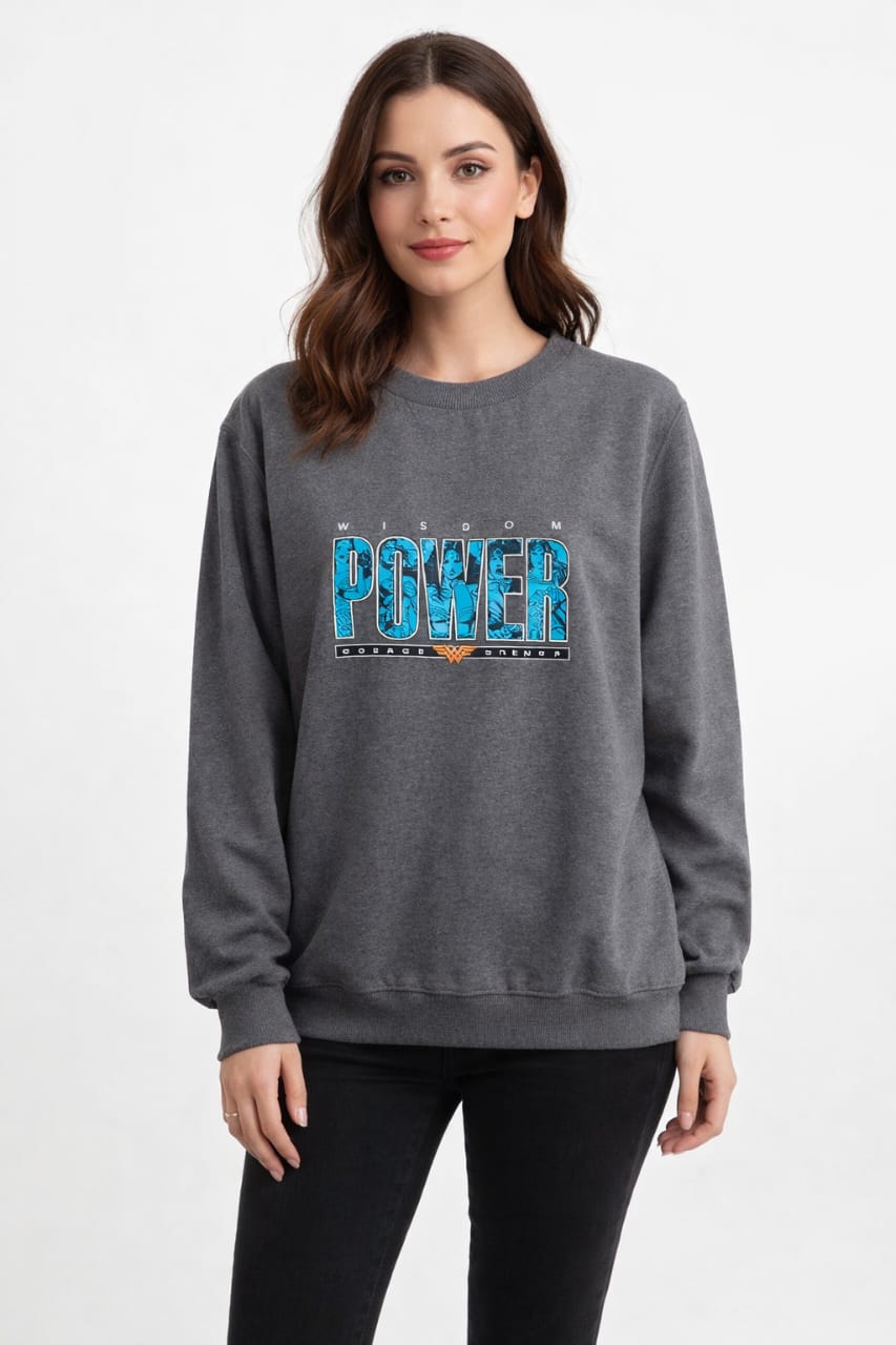 Charcoal 'Wonder Woman Power' Graphic Sweatshirt - Size XL