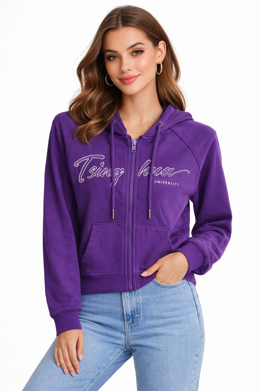 Purple 'Tsinghua University' Graphic Hoodie - Size XS