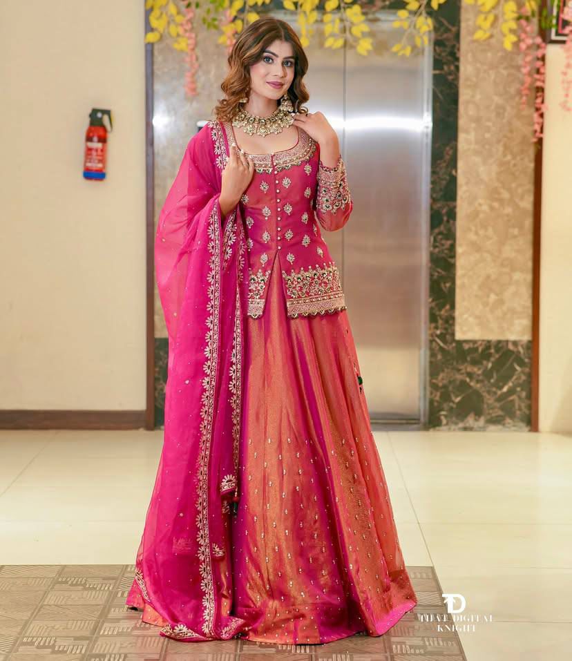 Designer Shimmer Silk Embroidered Lehenga Set