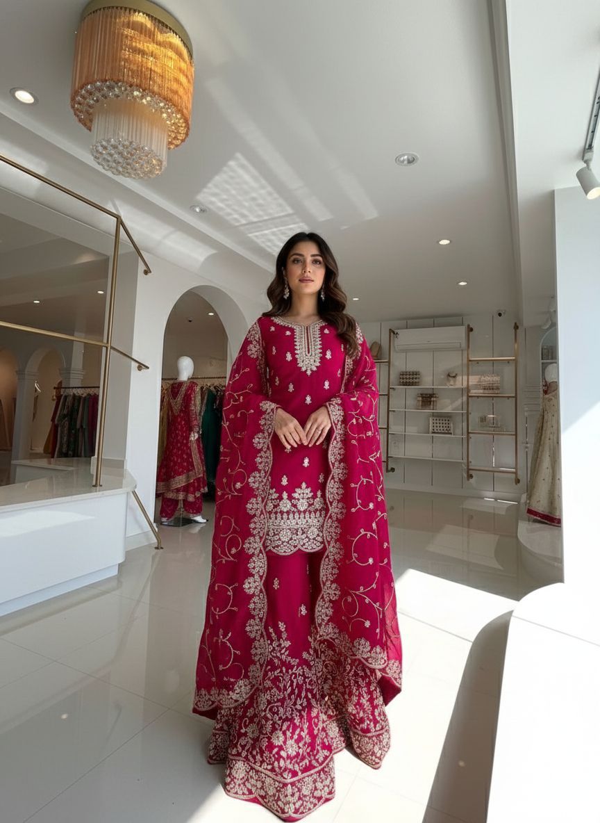Designer Party Wear Embroidered Palazzo Set