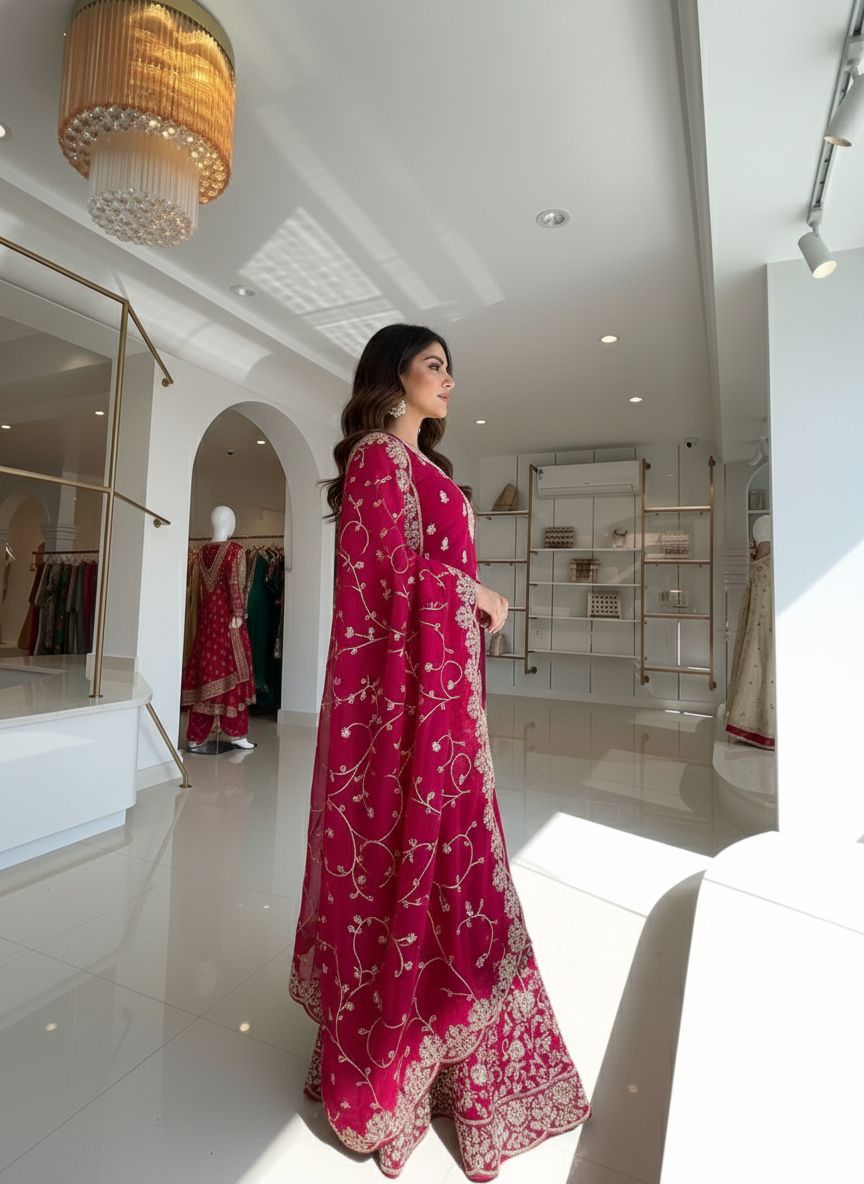 Designer Party Wear Embroidered Palazzo Set
