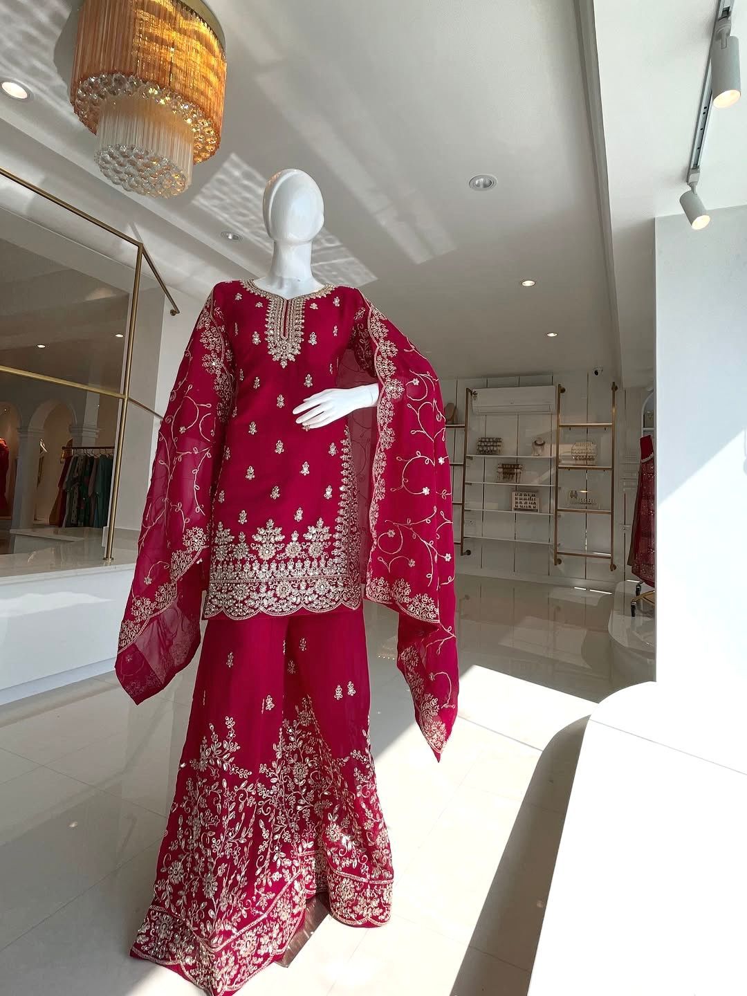 Designer Party Wear Embroidered Palazzo Set