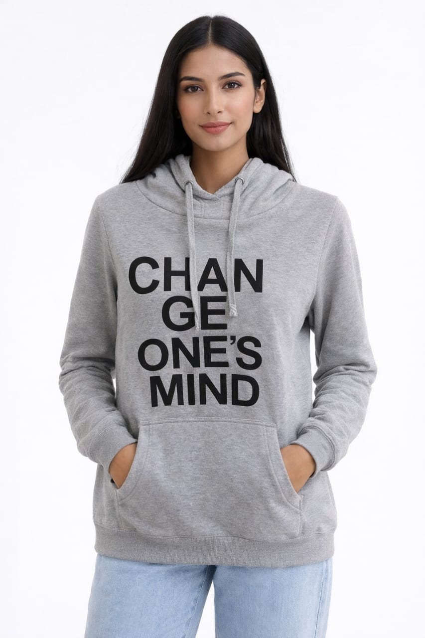Heather Grey 'Change One's Mind' Graphic Hoodie - Size S