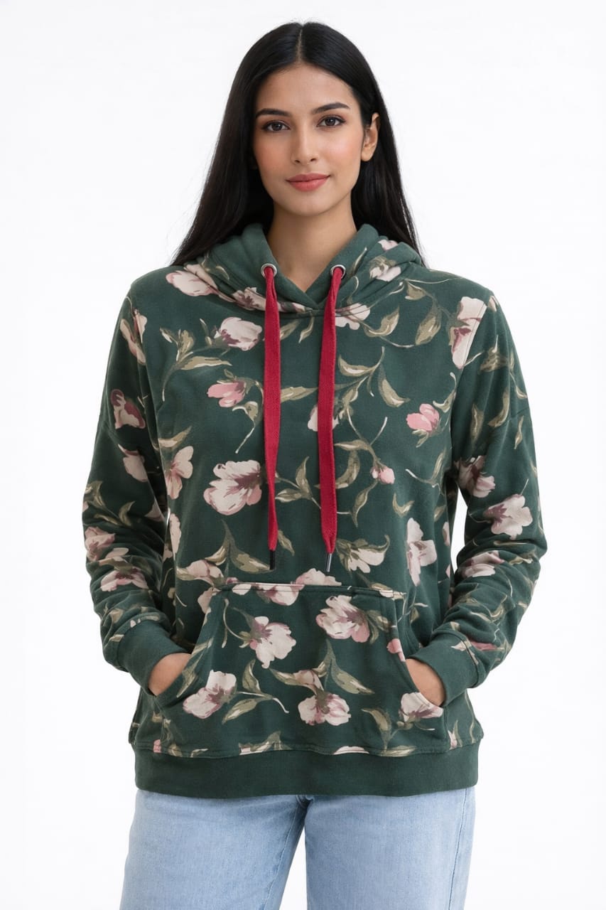 Women's Floral Print Hoodie