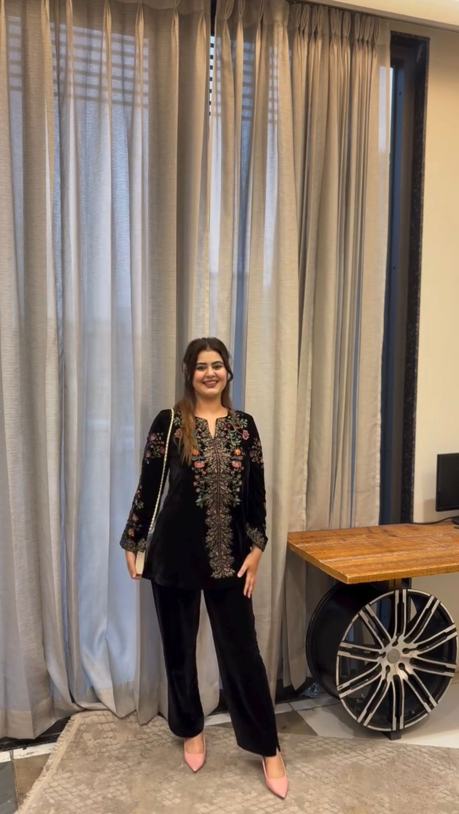 Winter Velvet Embroidered Designer Coord Set