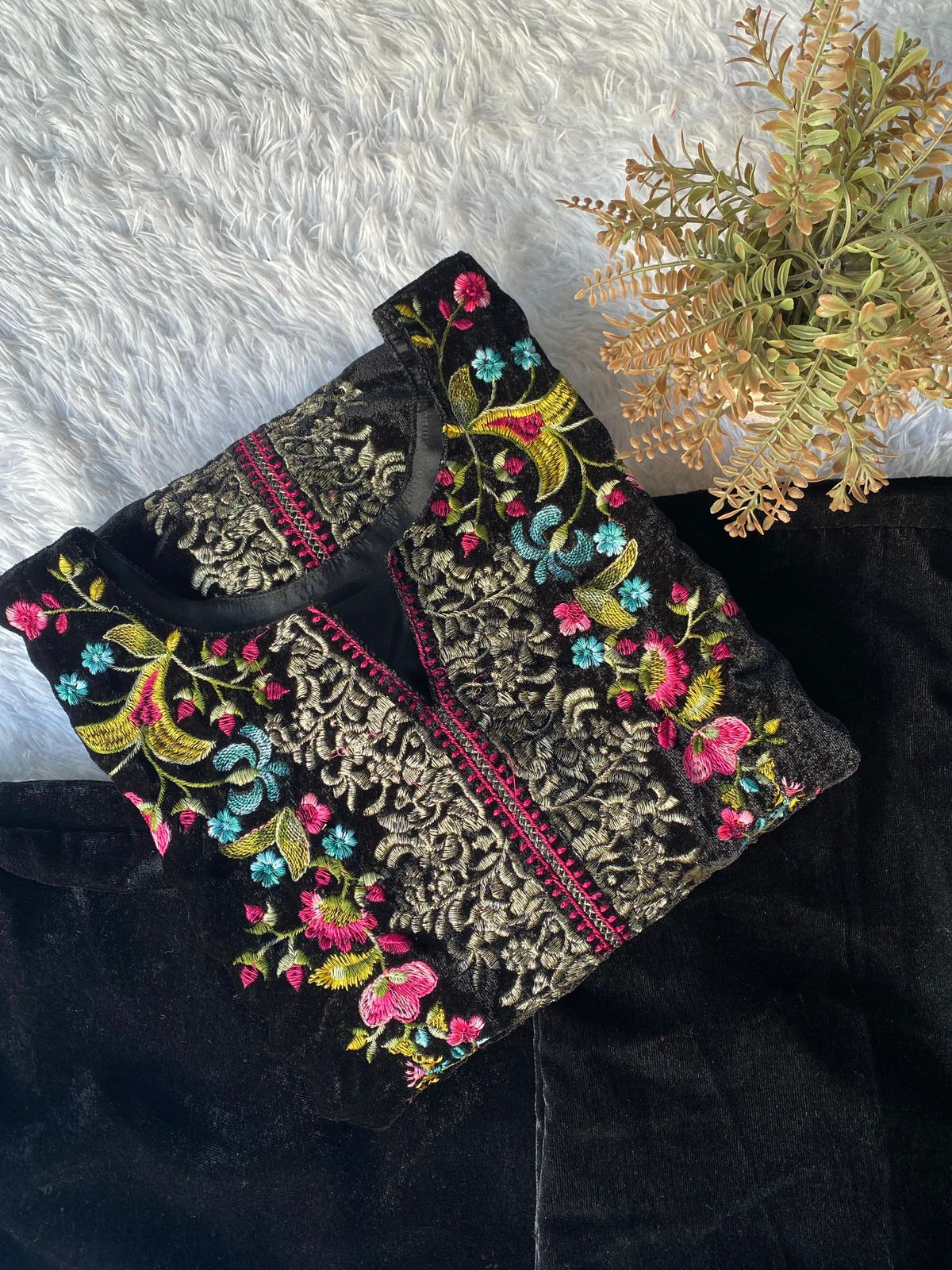 Winter Velvet Embroidered Designer Coord Set