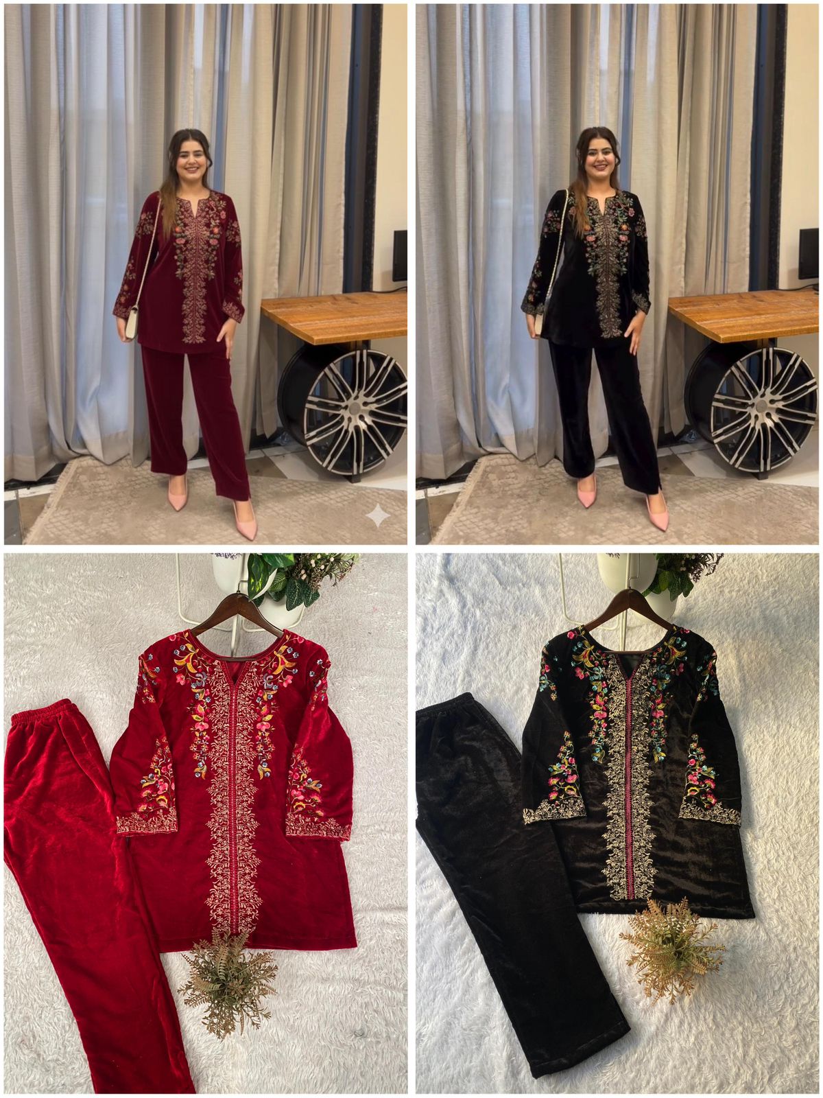 Winter Velvet Embroidered Designer Coord Set