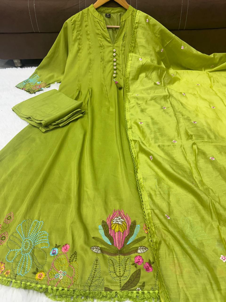 Festival Special Chanderi Silk Embroidered 3-Piece Set
