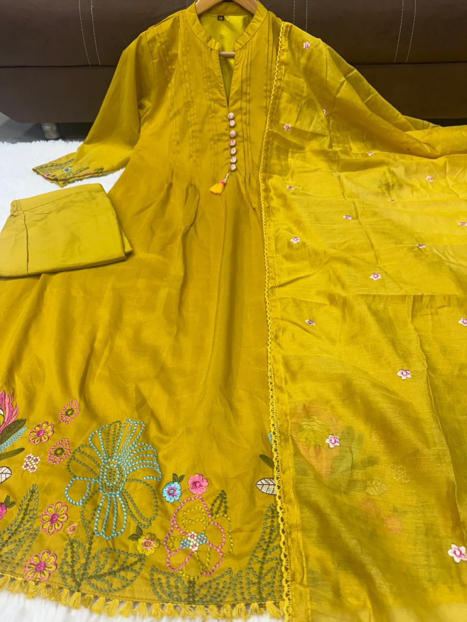Festival Special Chanderi Silk Embroidered 3-Piece Set