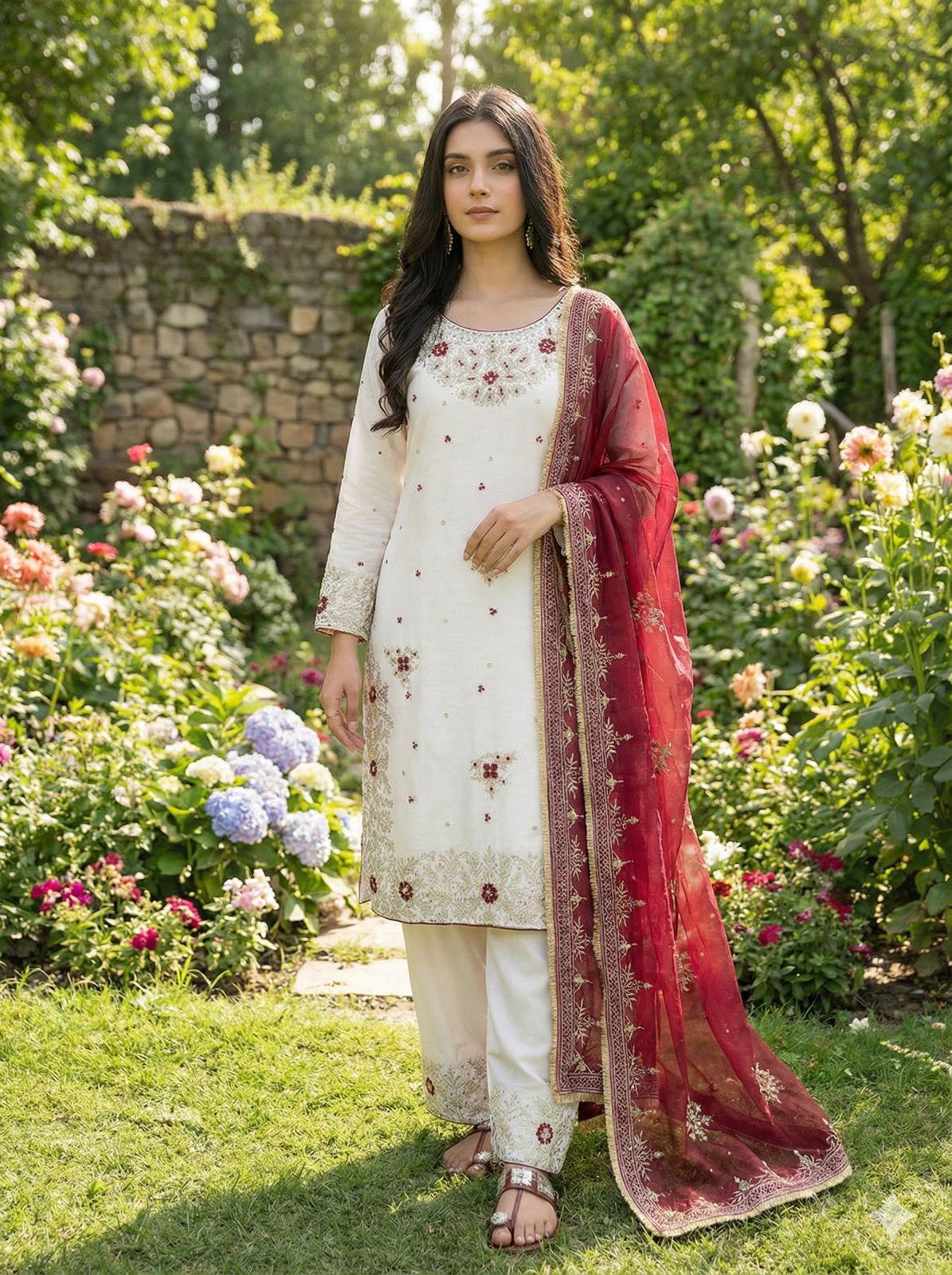 Designer GMY Silk Heavy Embroidery Sequence Palazzo Set