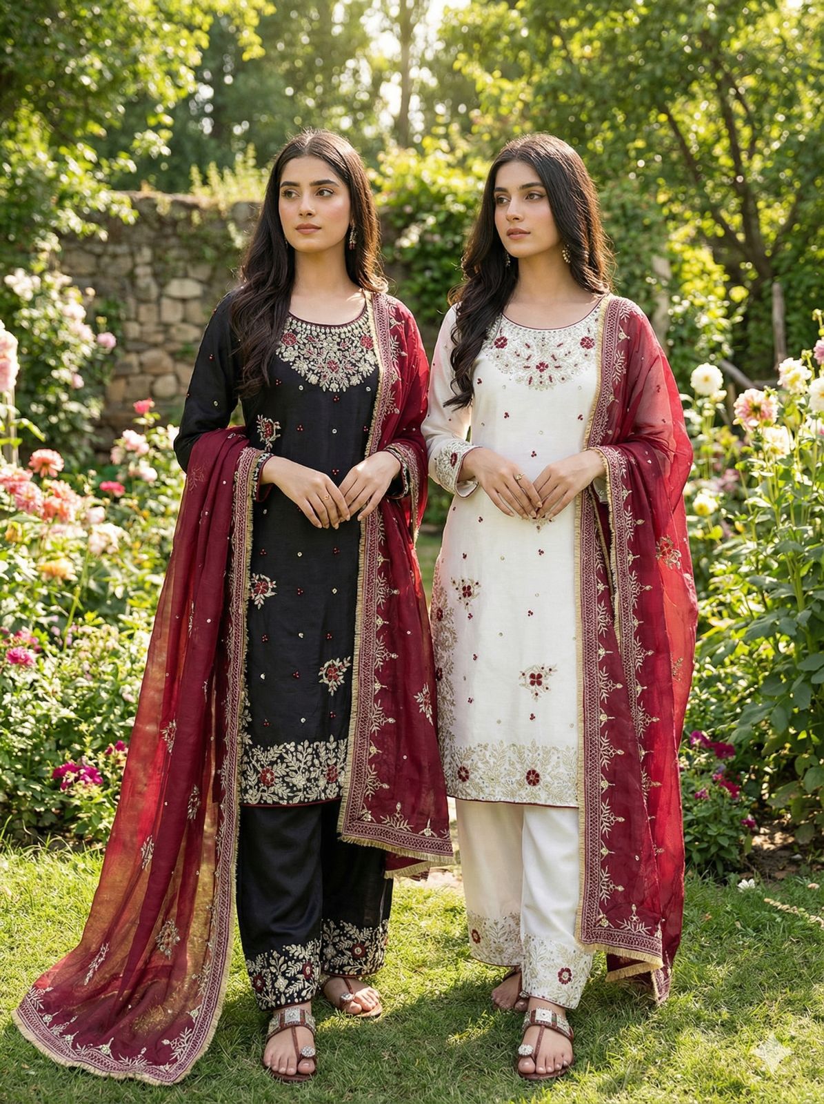 Designer GMY Silk Heavy Embroidery Sequence Palazzo Set