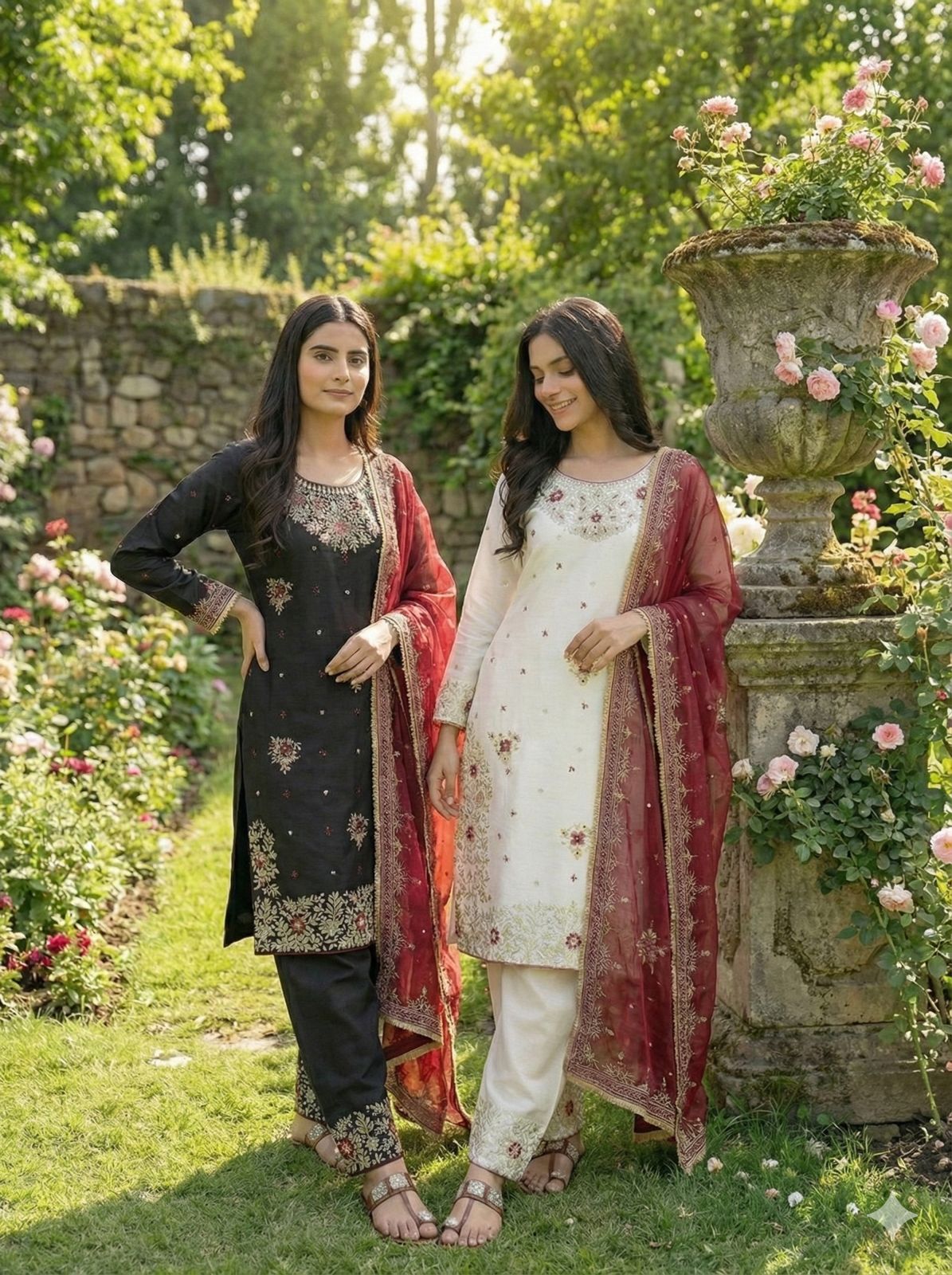 Designer GMY Silk Heavy Embroidery Sequence Palazzo Set