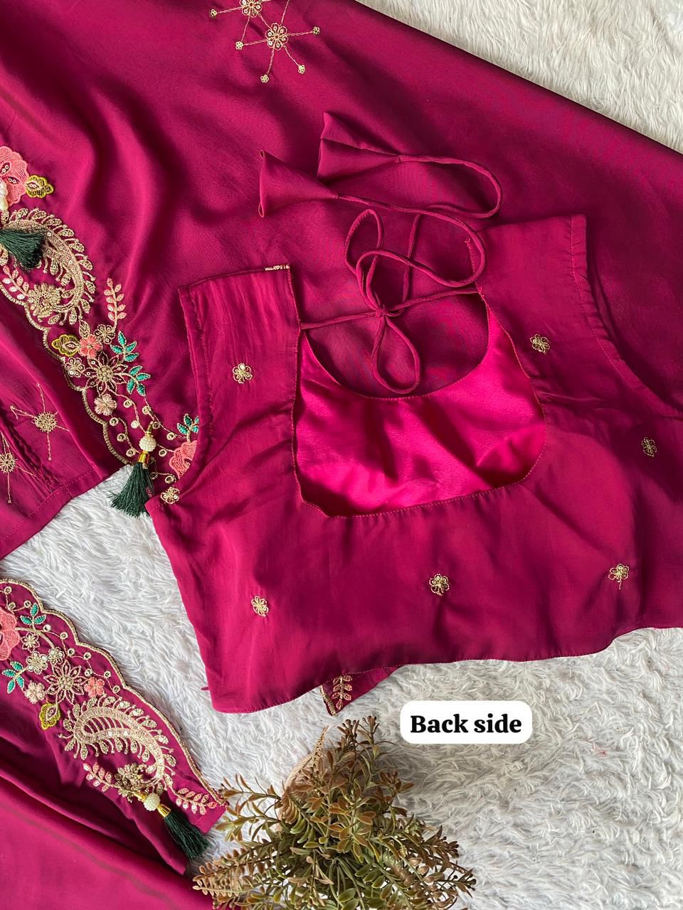 Indo-Western 3-Piece Shrug, Dhoti & Blouse Set - Rangoli Silk