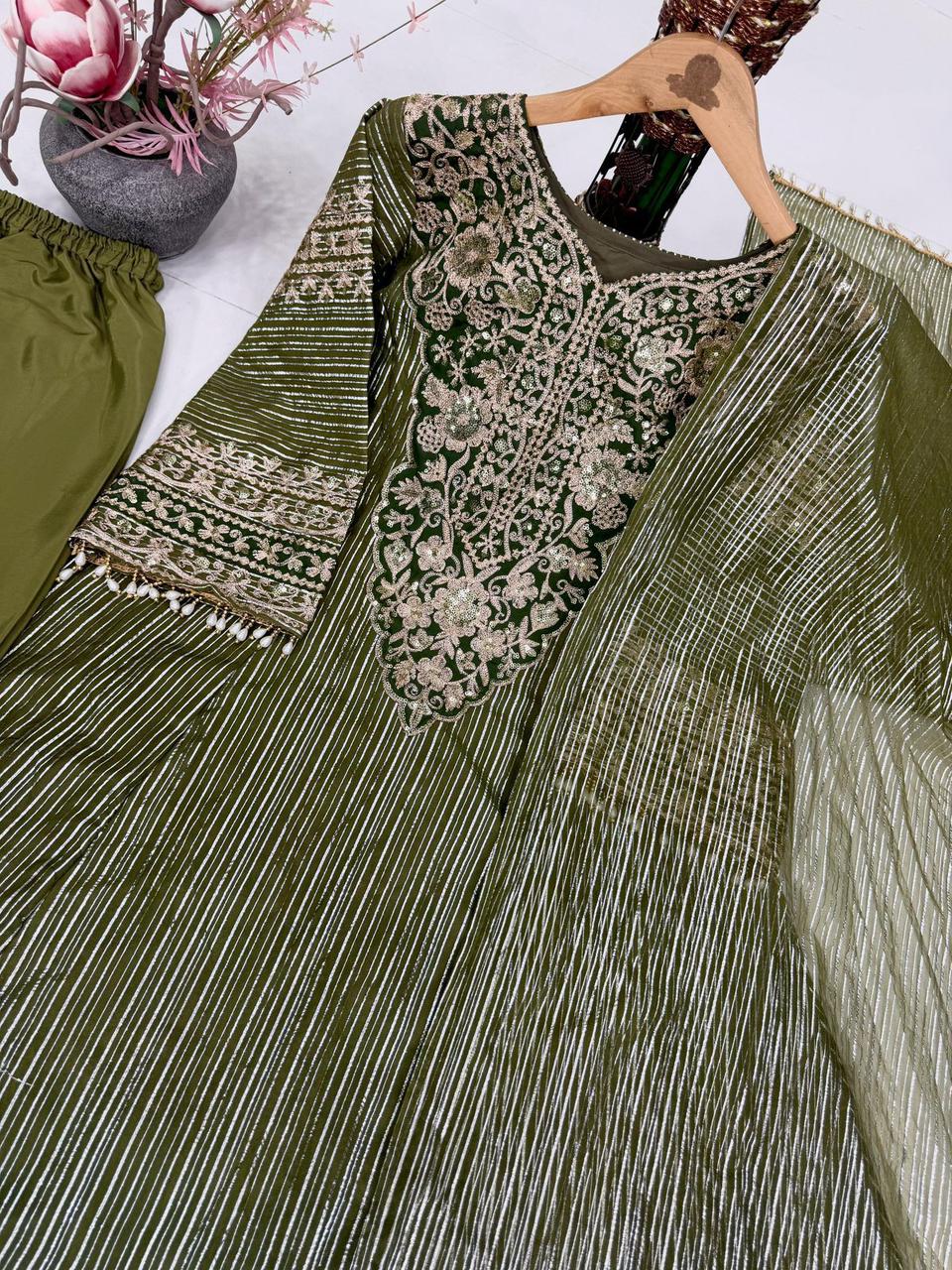 New Designer Eid Special Heavy Embroidery Sequence Fancy Patchwork Palazzo Set