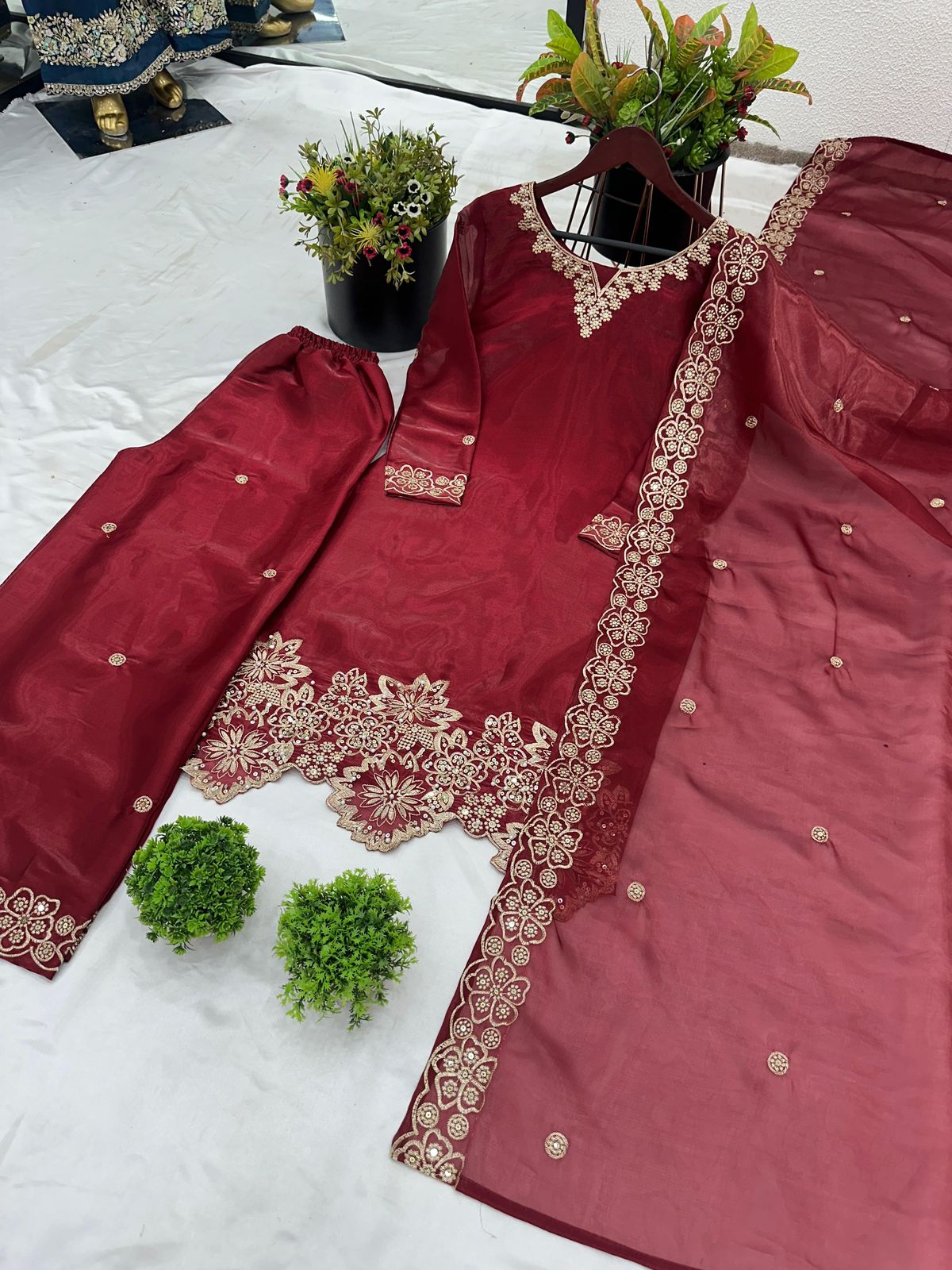 Ready-Made GMY Silk Heavy Embroidery Sequence Work Suit Set