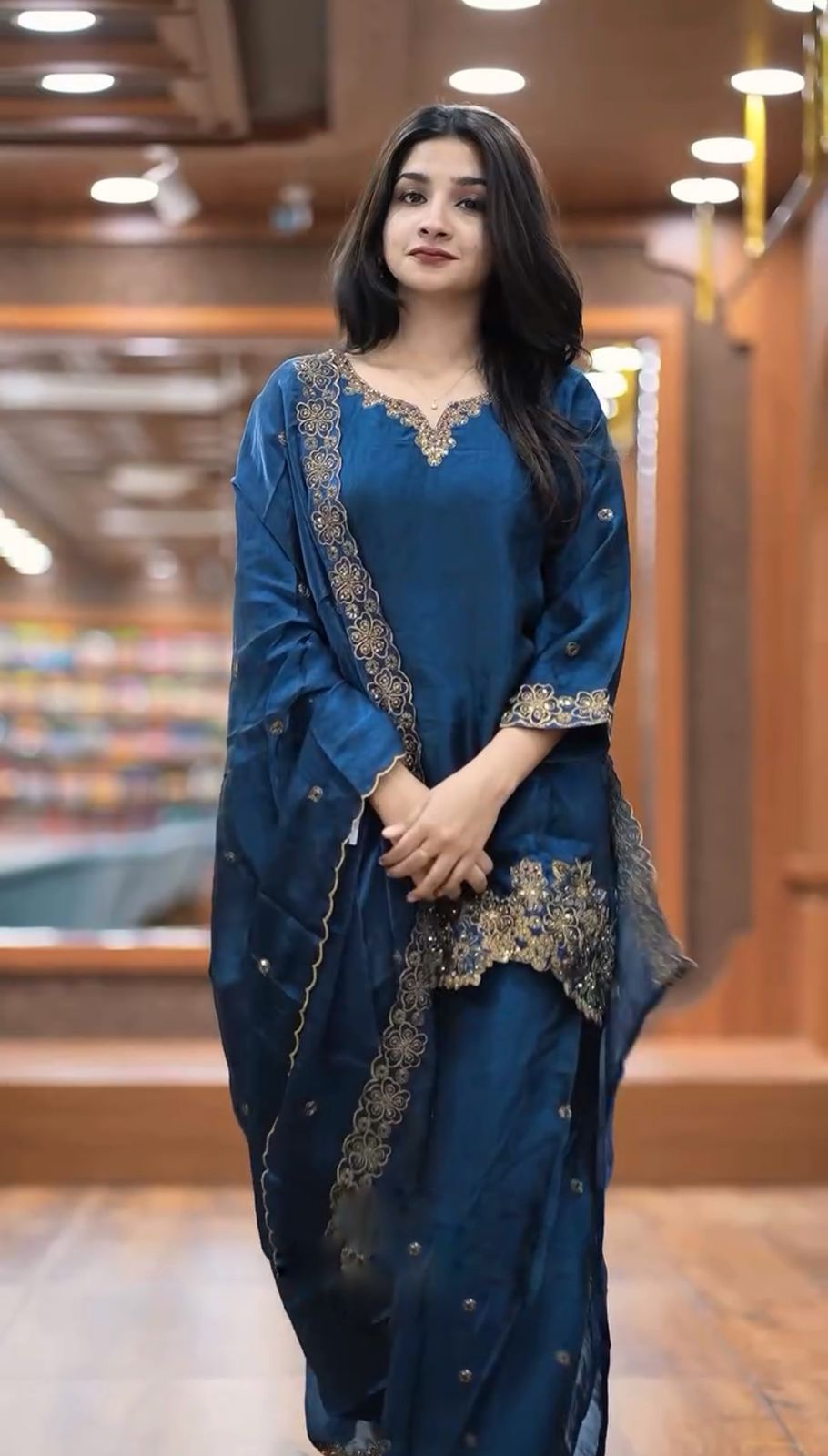 Ready-Made GMY Silk Heavy Embroidery Sequence Work Suit Set