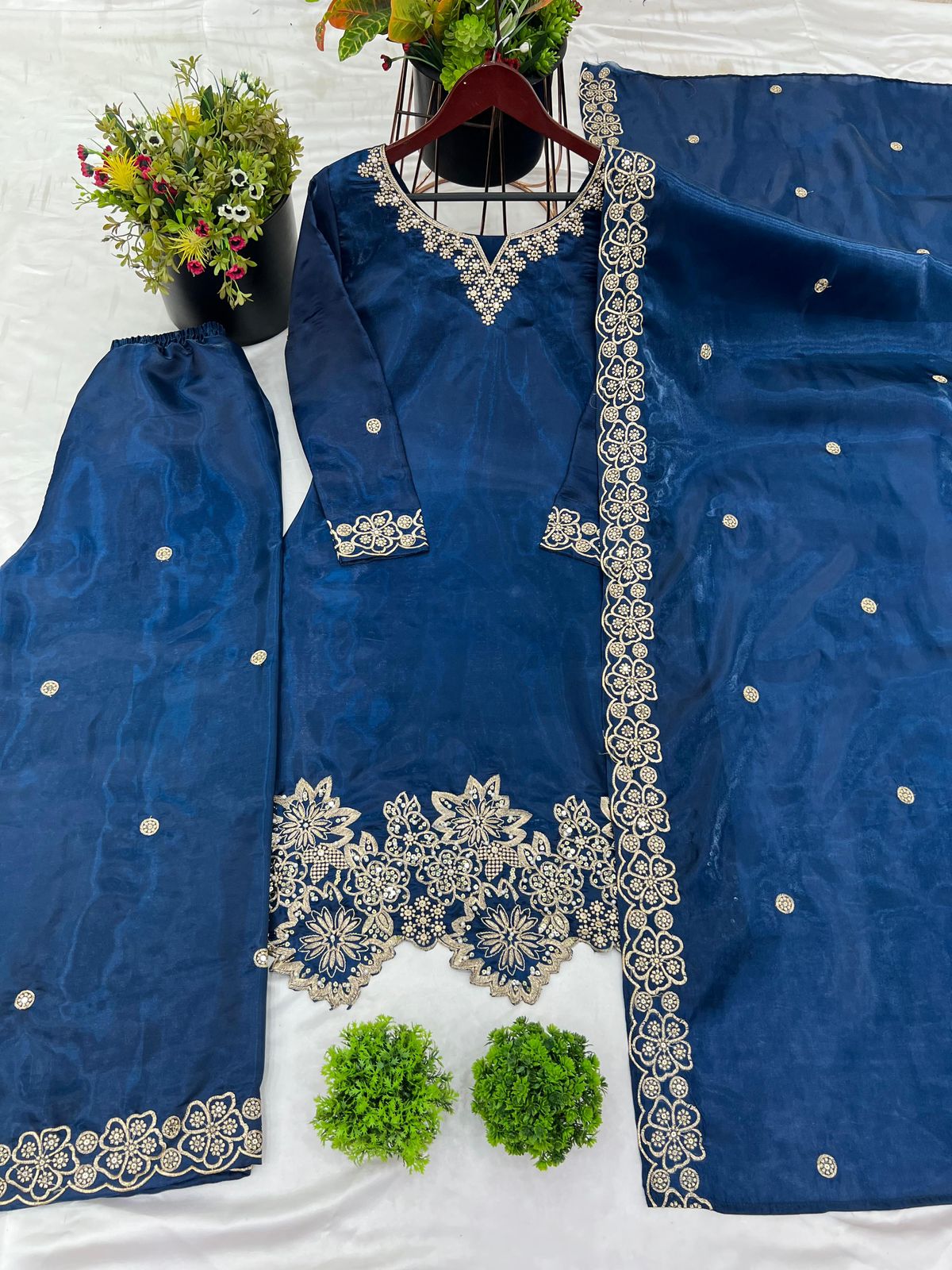 Ready-Made GMY Silk Heavy Embroidery Sequence Work Suit Set